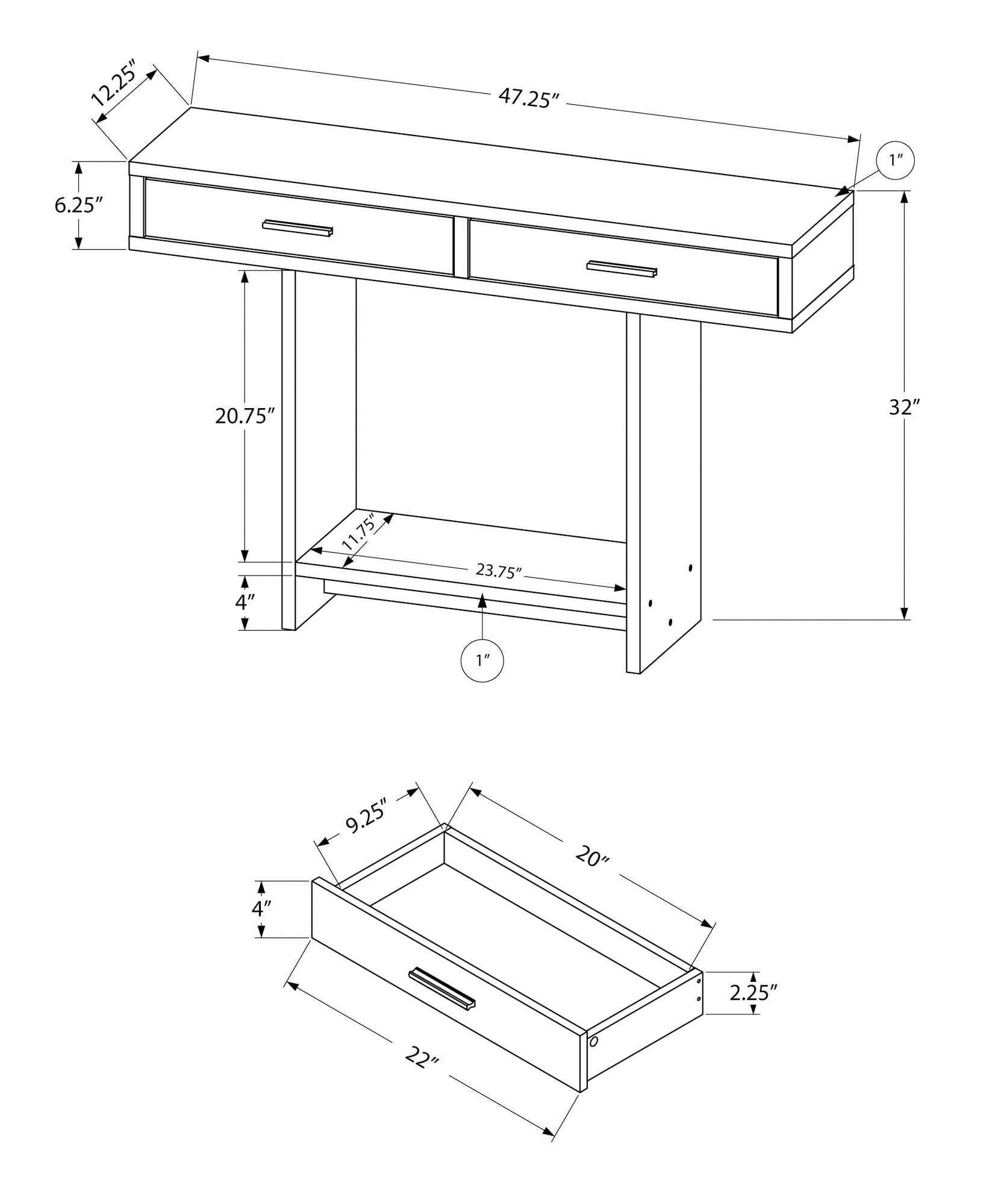 MONARCH SPECIALTIES Table de cuisine Monarch verre, expresso 48 po x 30,5  po