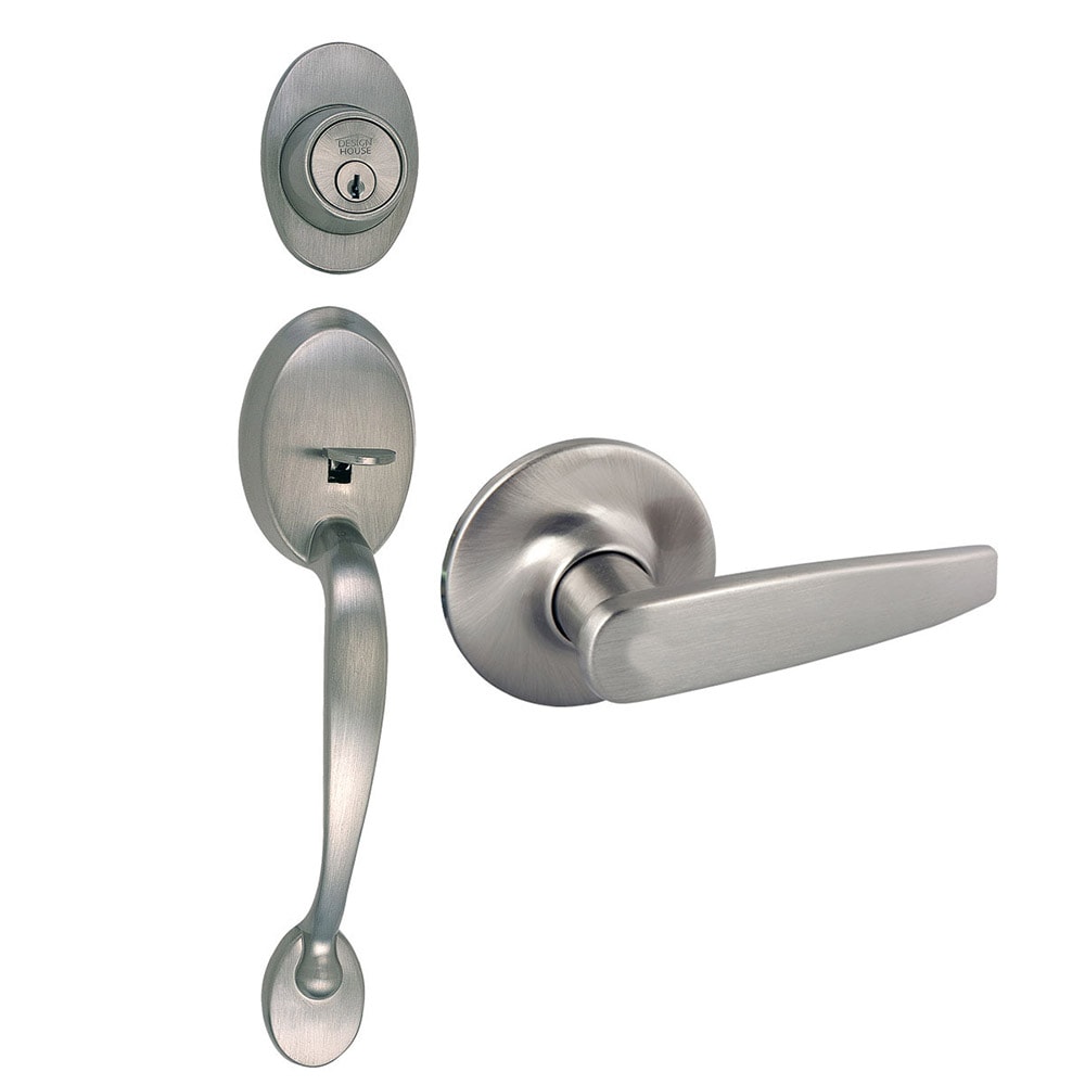 Design House 702068 Coventry Coventry Satin Nickel Keyed entry door handleset with Accent Lever