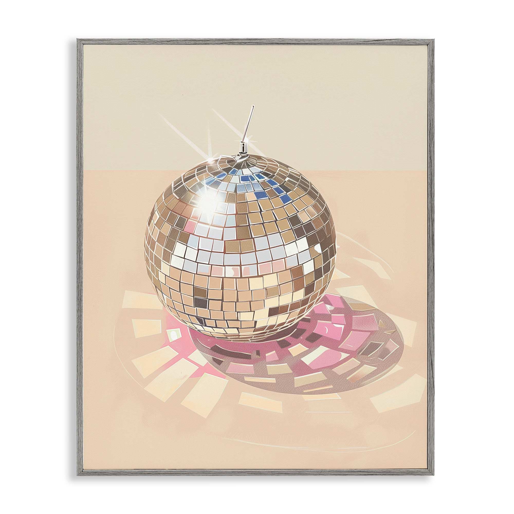 Stupell Industries BT-618-GFF-16X20 Dazzling Disco Ball Refraction Gray Framed Giclee Art By Arlington Prints 16 x 20