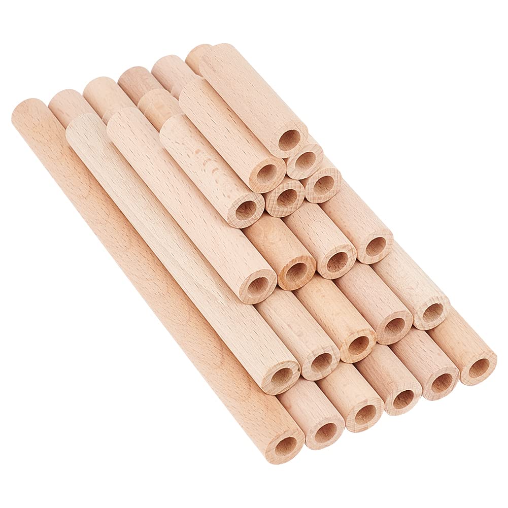 Aoibox  38 Piece Hollow Round Dowel Rod Set in 4 Lengths 2 in to 7 87 in 0 31 in Center Hole Natural