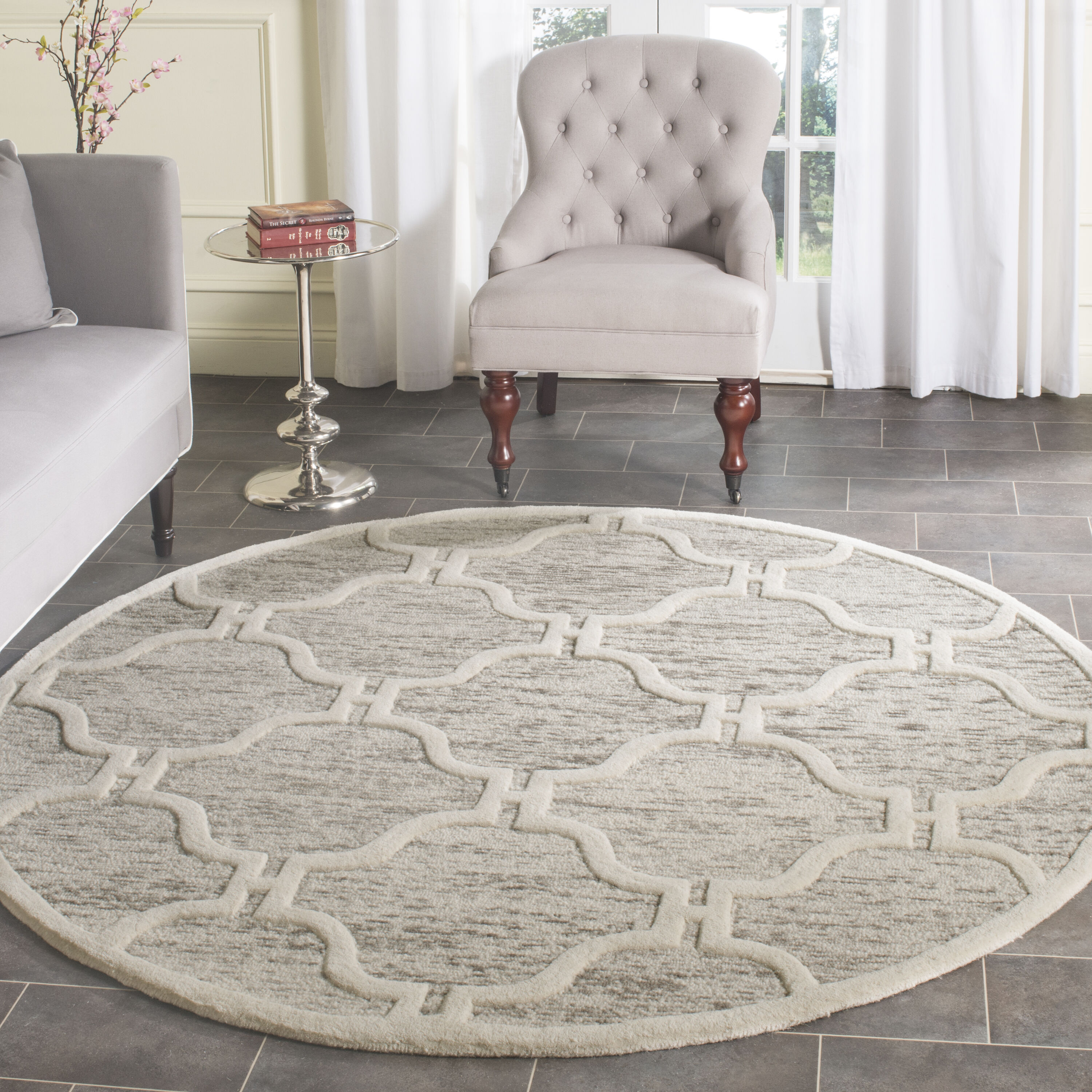  Cambridge 727 Light Brown/Ivory Contemporary 6ft x 6ft Round Rug