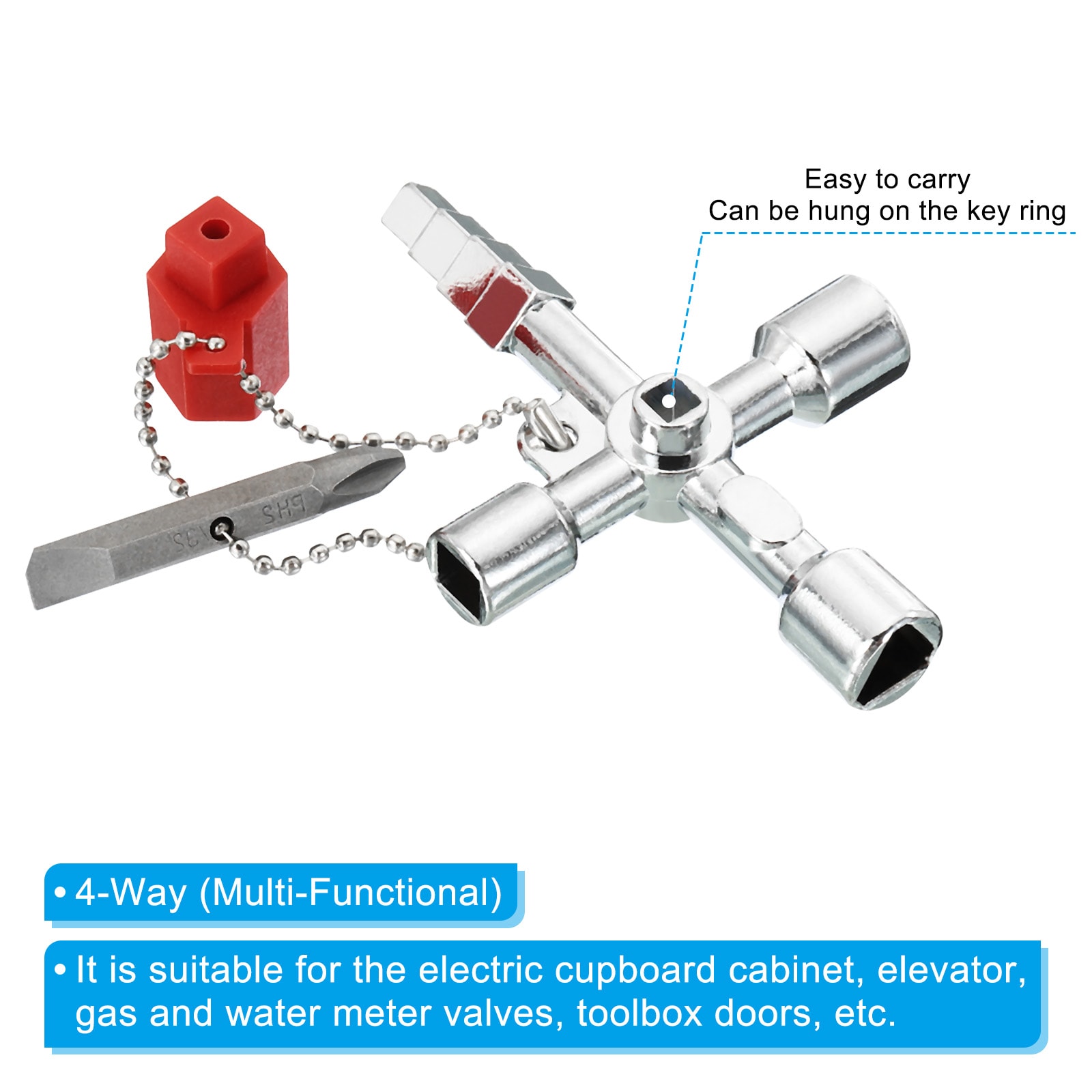 PATIKIL 4 Way Cross Key Bit 3pcs Zinc Alloy Multi-Functional