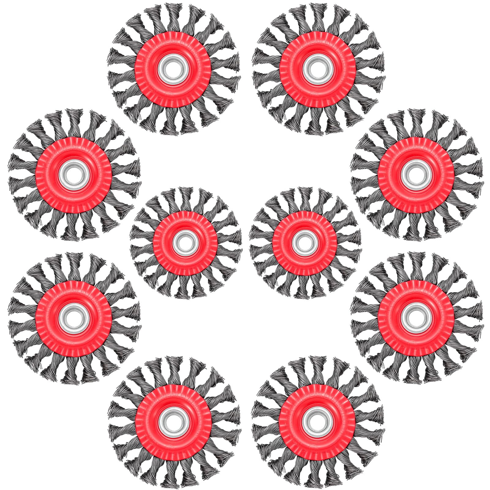 ITOPFOX  10 Pack Wire Brushes for Angle Grinders 4 Inch Wire Wheel Brush for 4 1 2 Angle Grinder Twist Knotted Carbon Steel Wire Wheel with 5 8