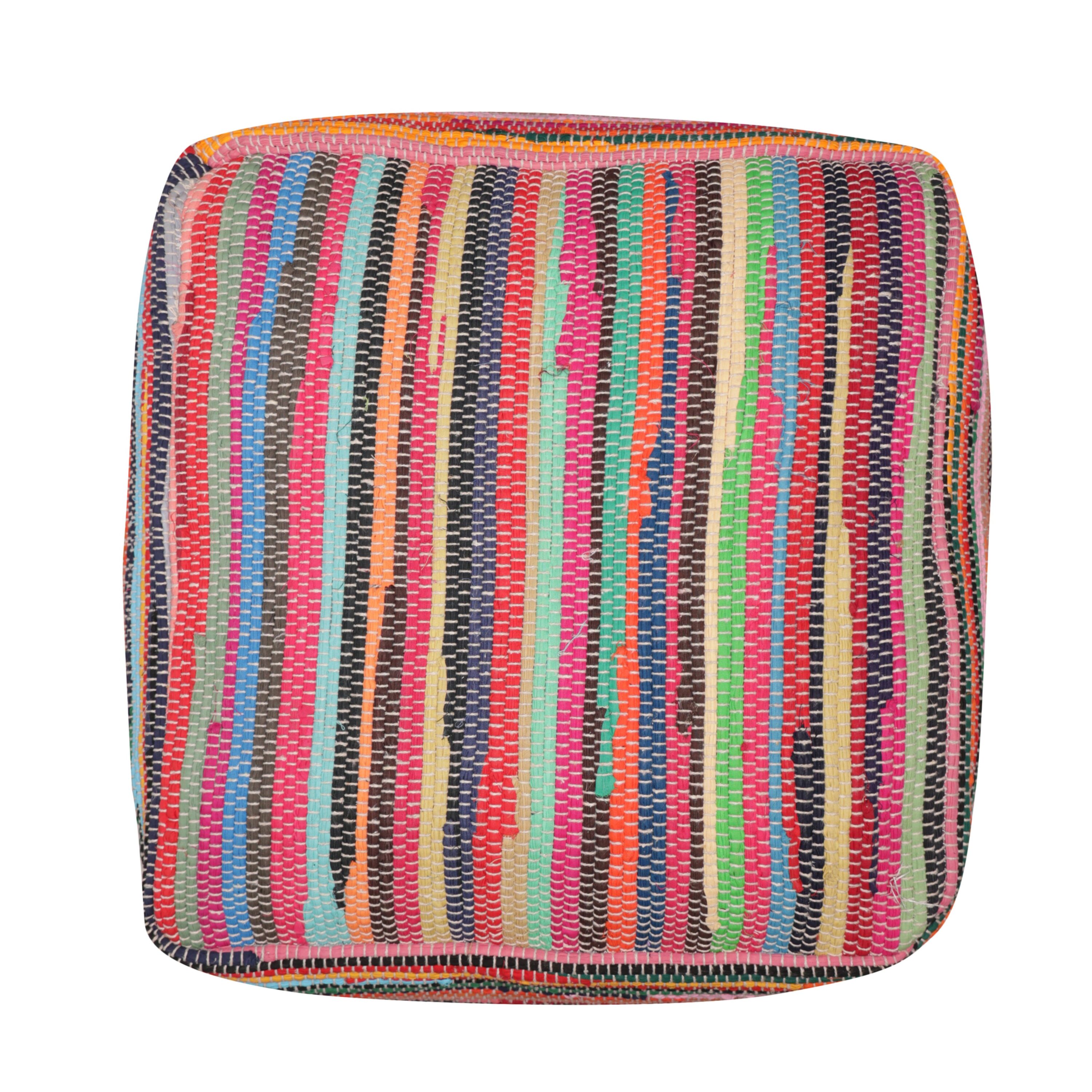 LR Home Resources Boho Beauty Braided Pouf Ottoman, 14" X 20", Multi