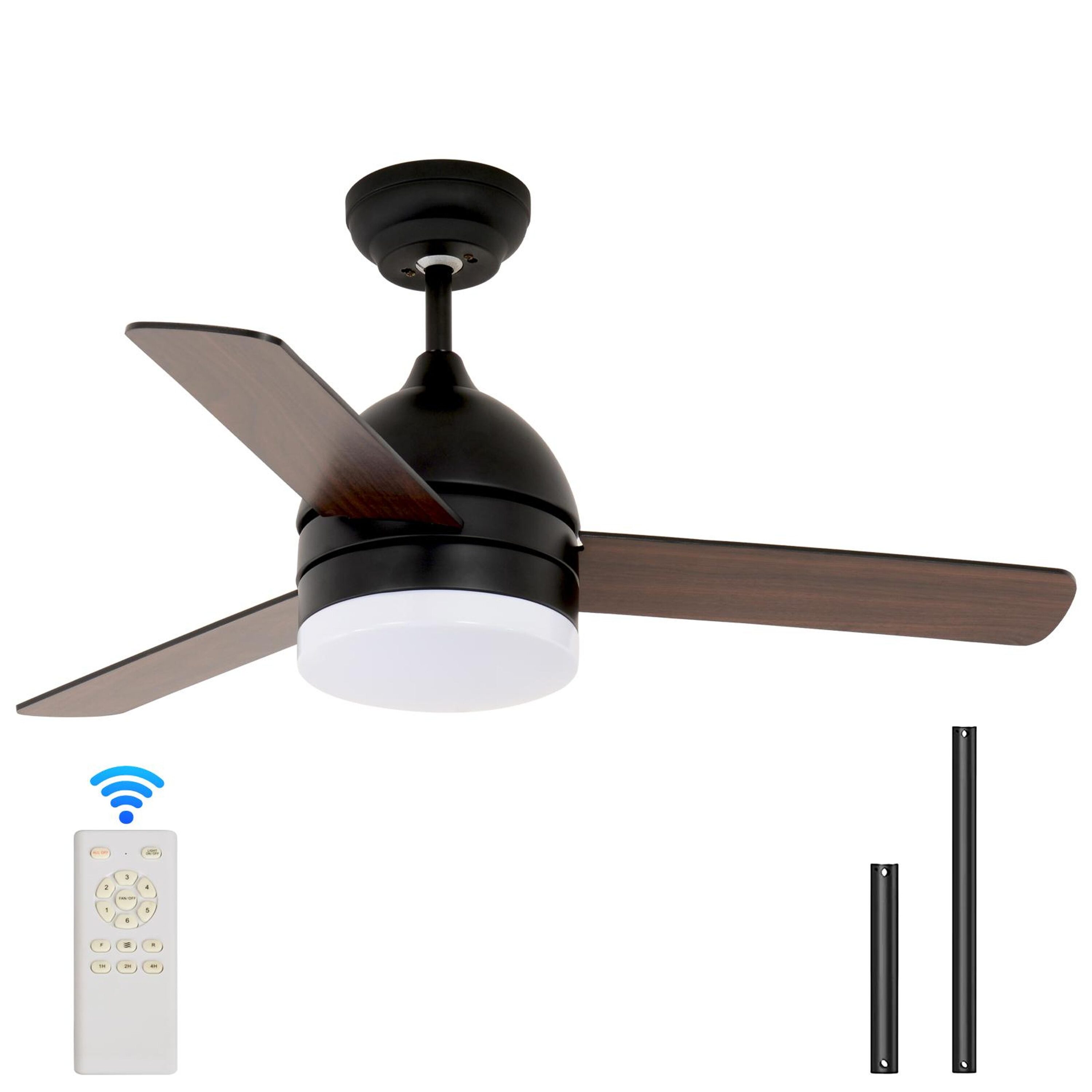Bayfeve BFSHL-19774-CF Adjustable Speed 48-in Color-Changing Integrated LED Outdoor Black with Wood Blades Ceiling Fan With Light - Remote Included ( 3 -Blade )