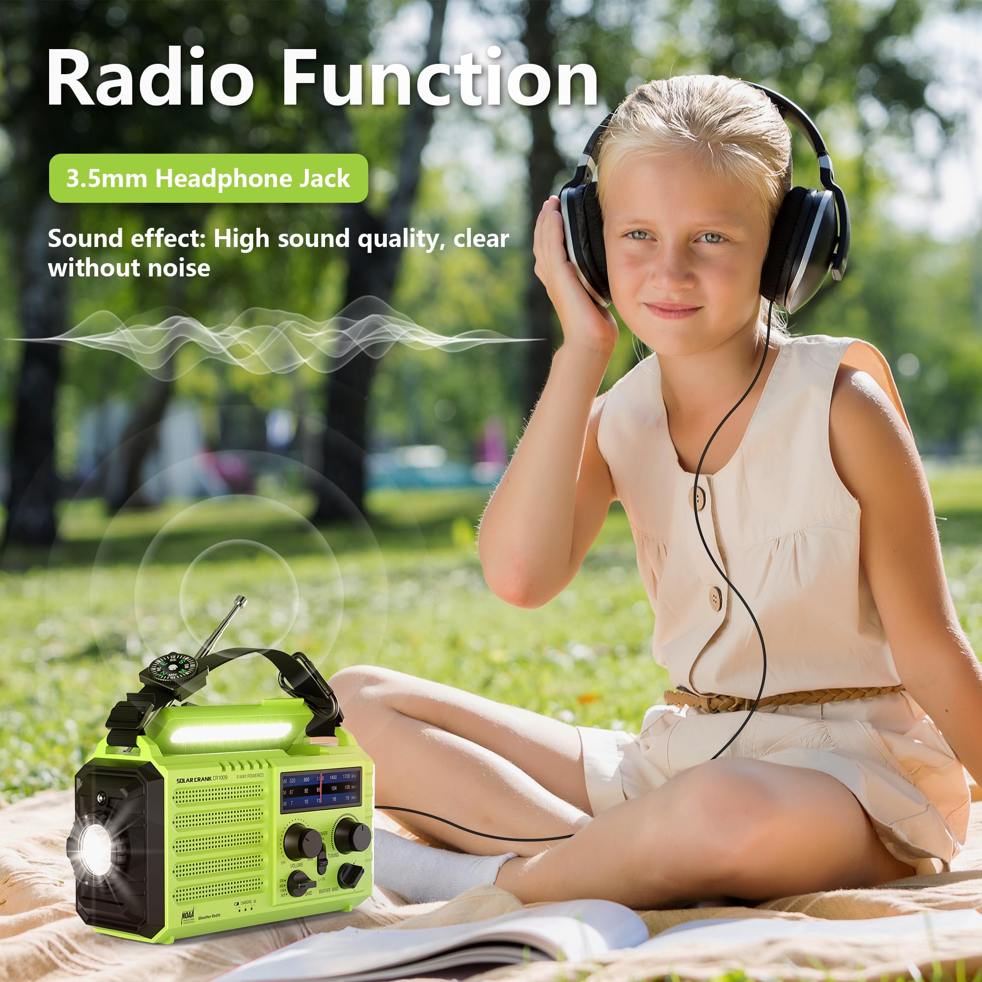 Vrbgify Emergency Radio 5 Way Powered Solar Hand Crank Portable NOAA AM ...