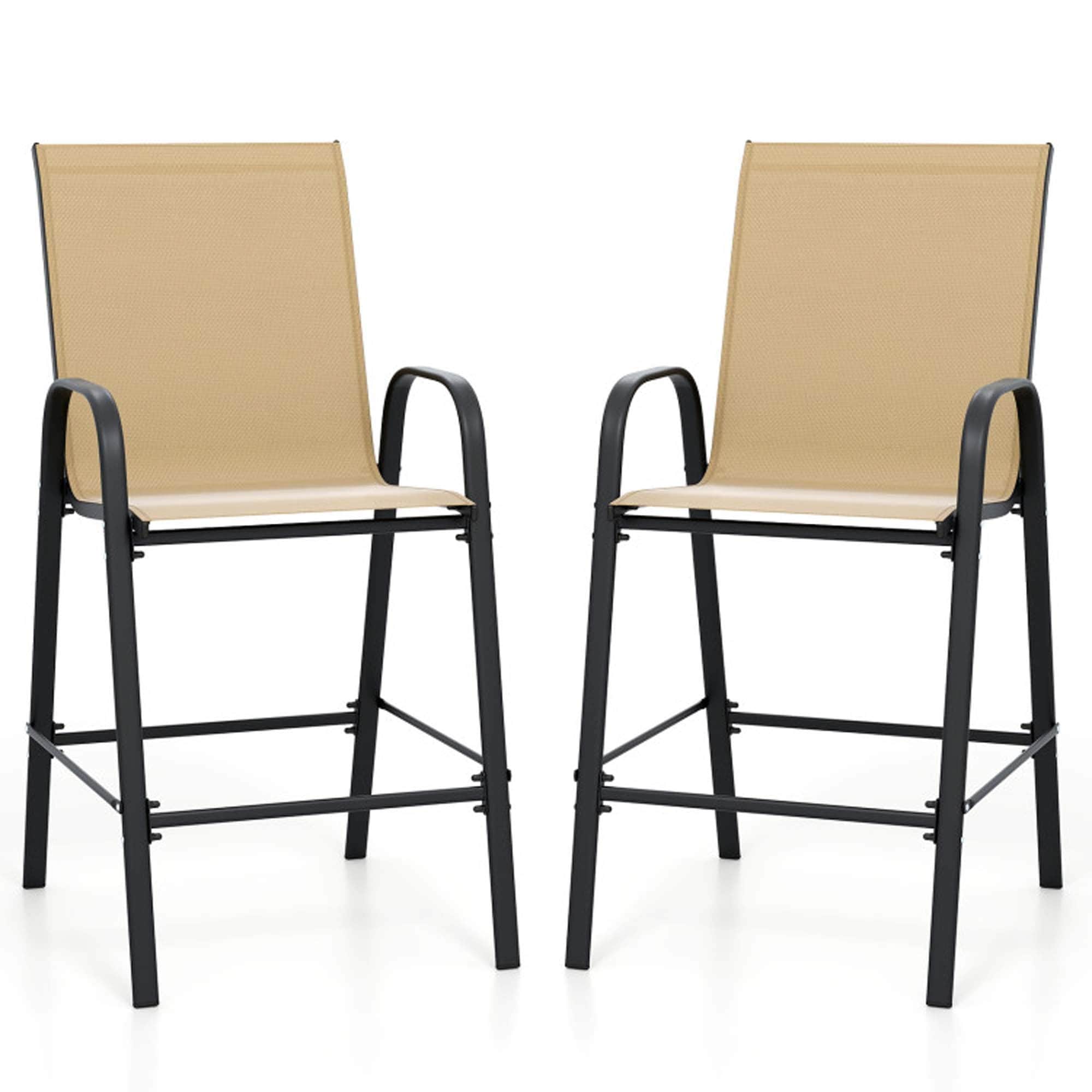 Boyel Living - Beige with Armrests Outdoor Durable Set of 2 Bar Stools