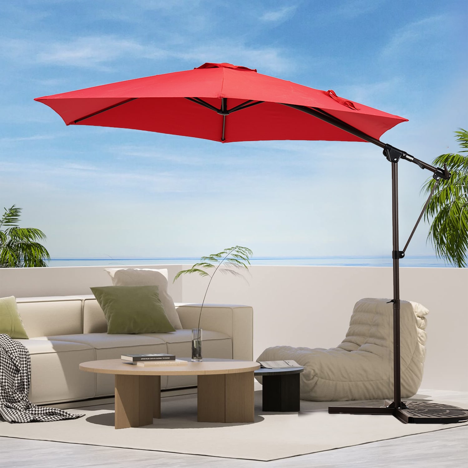 BANSA ROSE YB00KN210707726 10-ft Steel Red Market Patio Umbrella