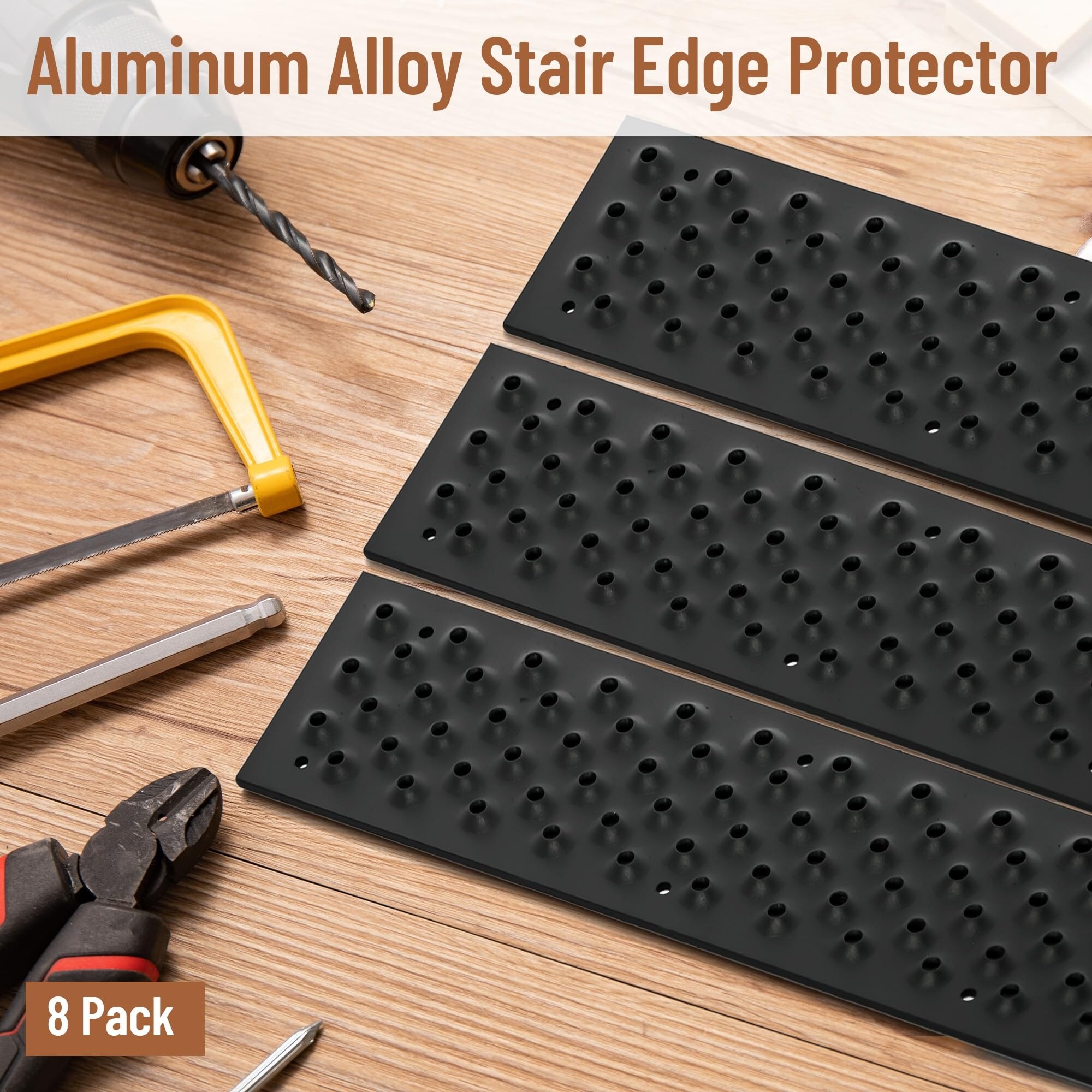 OGETFUUR 8 Pack 30in x 3.75in Black Aluminum Stair Treads for Outdoor ...