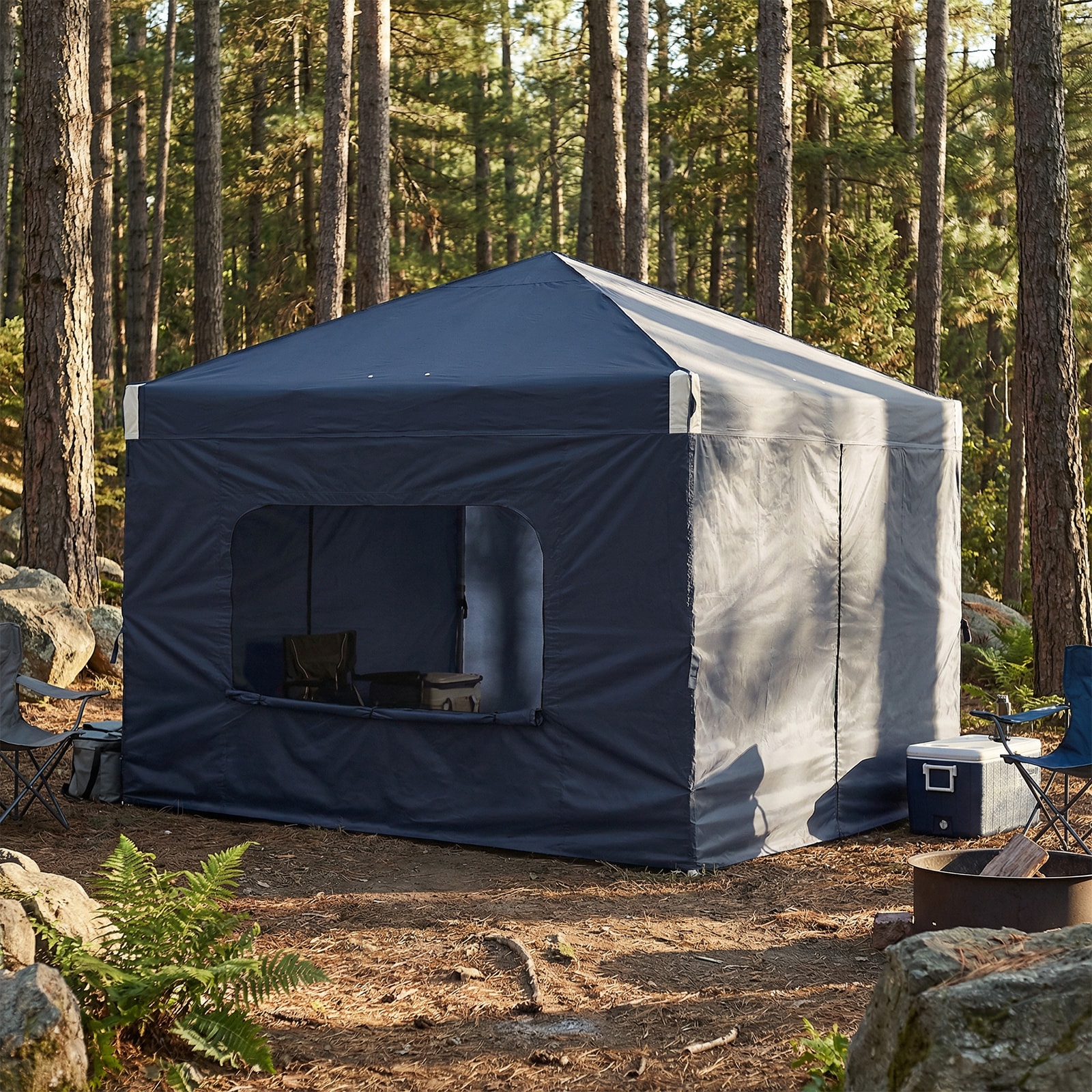 Aoodor 11.81-ft x 11.81-ft Rectangle Black Pop-up Canopy A243-PBKDR at ...