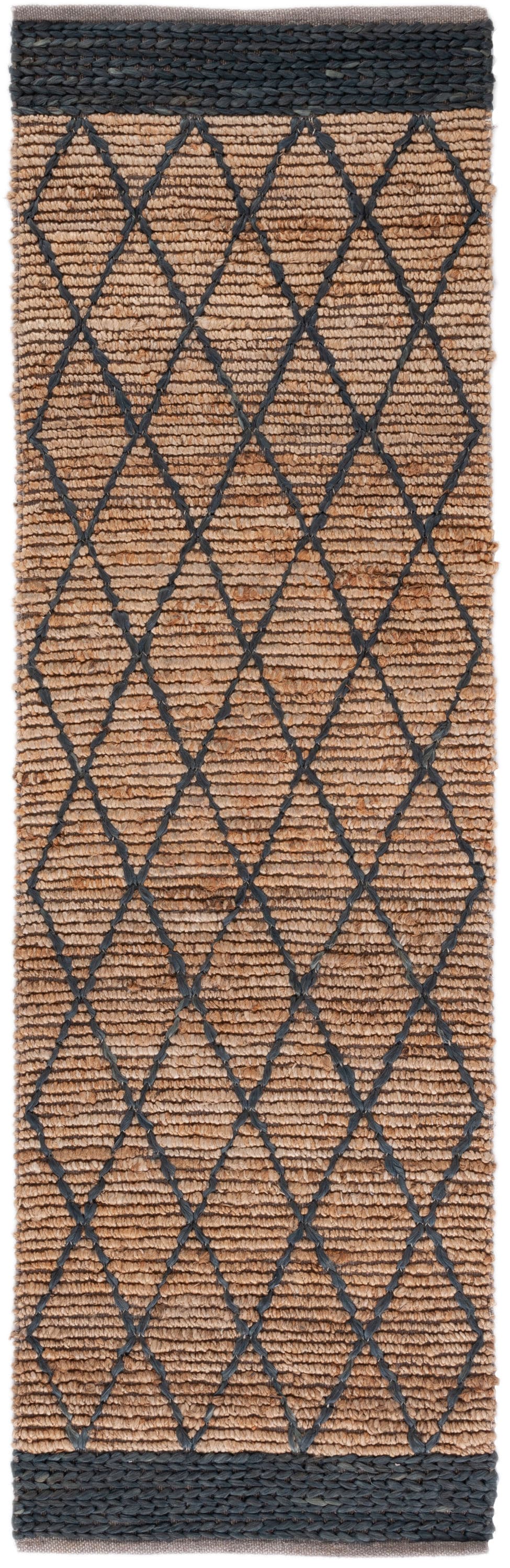 Safavieh NF951Z-28 Natural Fiber Jensen 3 x 8 (ft) Loomed Jute Natural/Black Rectangular Indoor Geometric Bohemian/Eclectic Runner rug