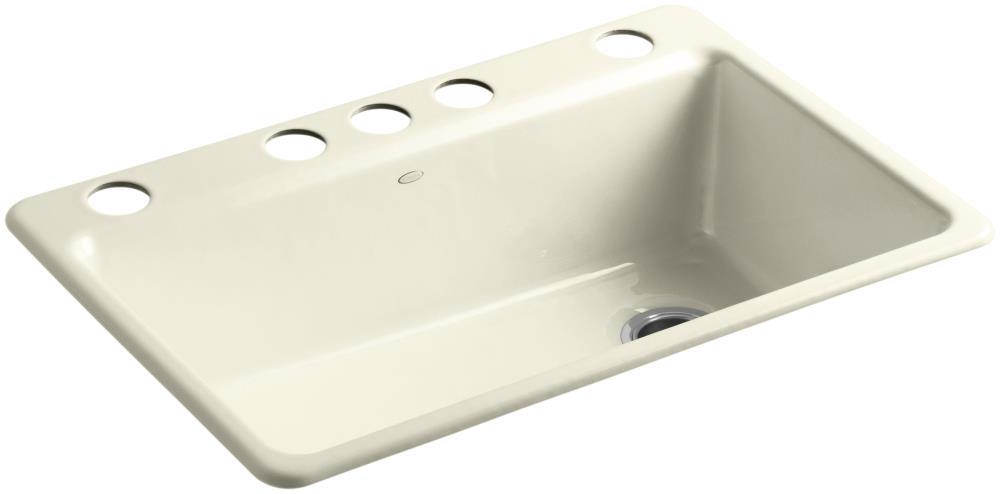 KOHLER Riverby Undermount 33in x 22in Cane Sugar Cast Iron Single