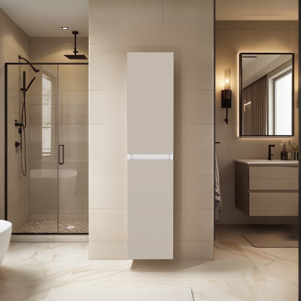 LOVMOR  8.4-in x 9.8-in x 9.8-in White Bathroom Wall Cabinet with Double Door Interior Storage for Bathroom Organization