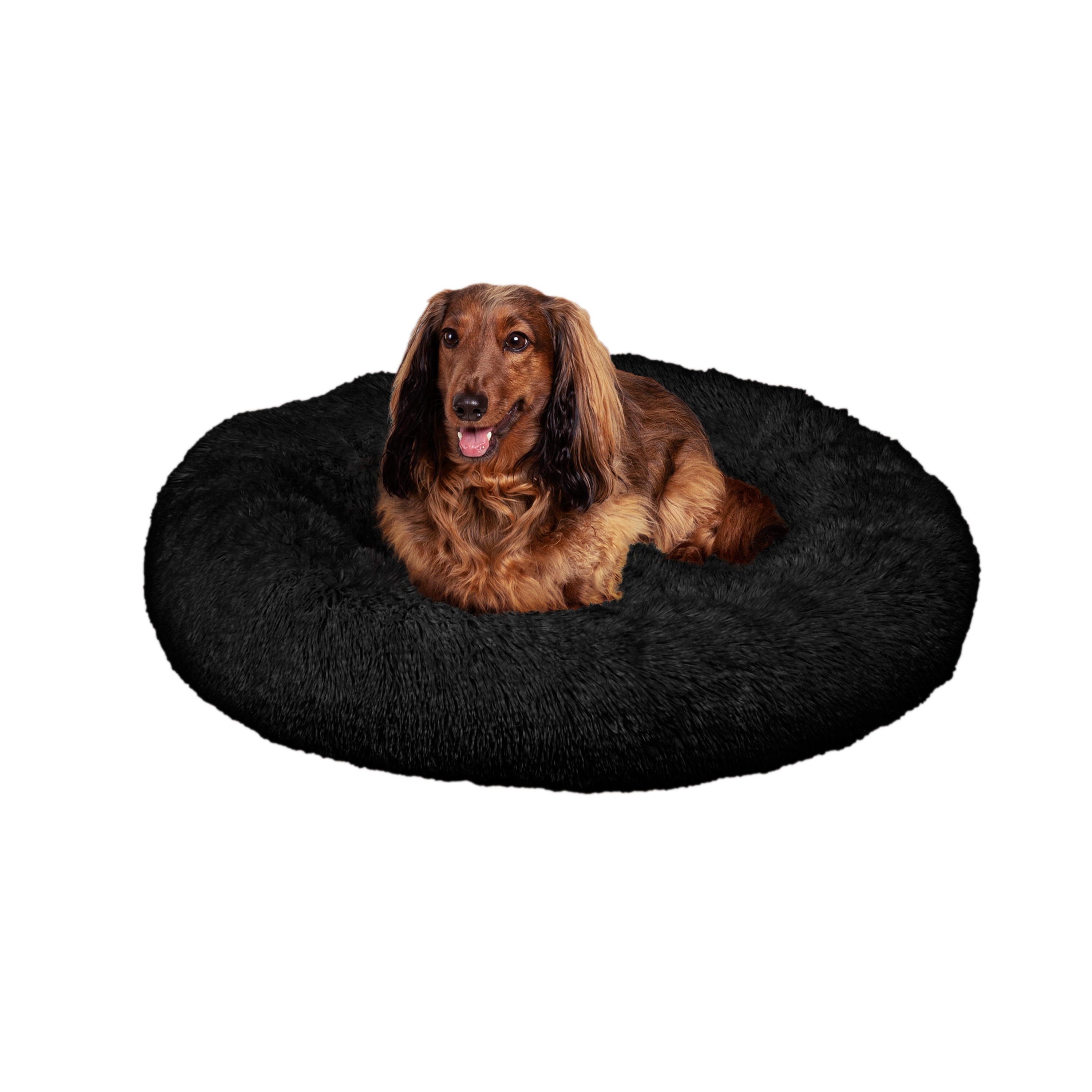 The Licker Store DBD3003D-XXL Maisie Bohemian Glam Faux Fur Fluffy Calming Donut Pet Bed with Washable Cover