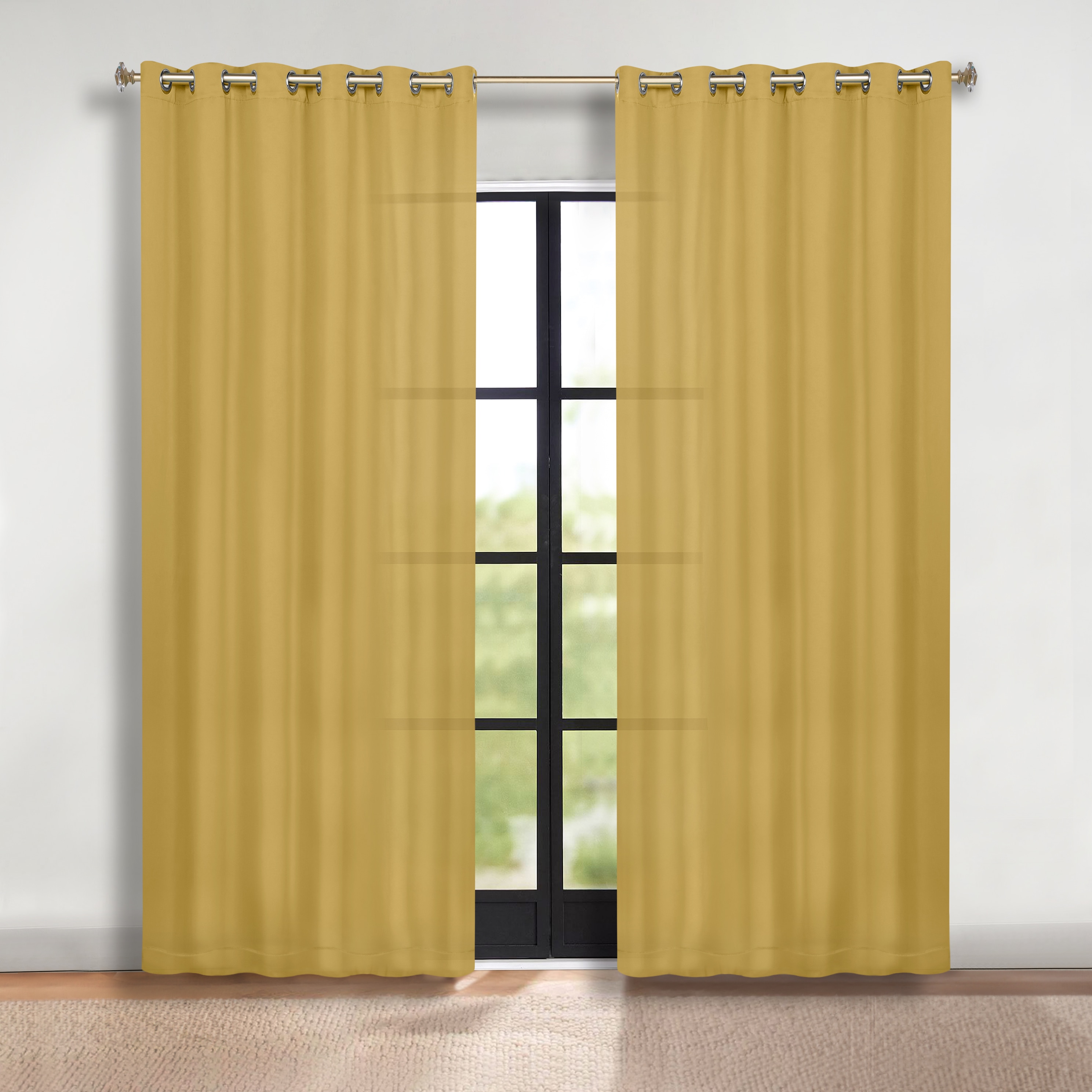 Superior 96-in Yellow Mustard Room darkening Grommet Curtain panel pair