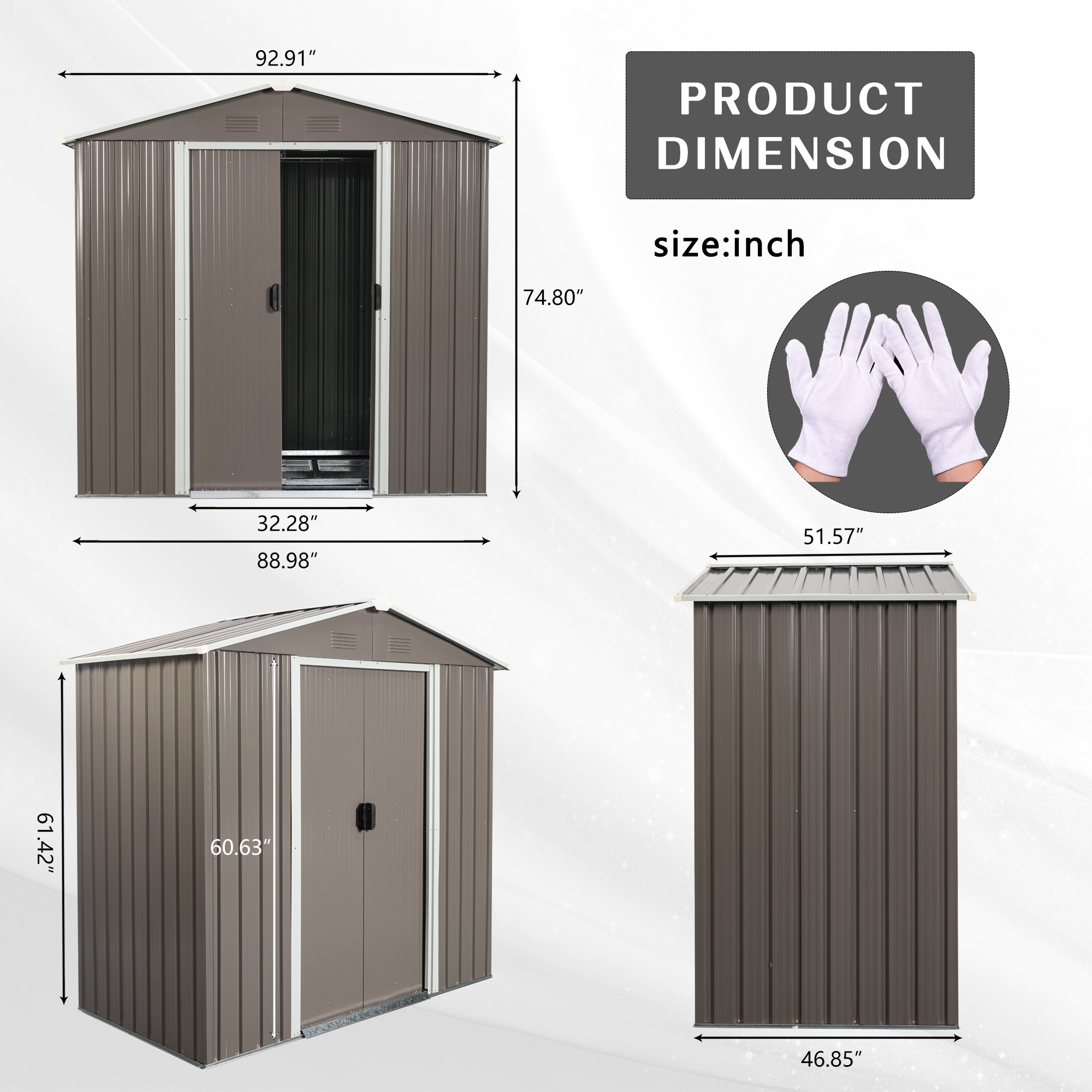 Clihome CL-WC5422GY Metal-Storage-Buildings-Sheds - View #4