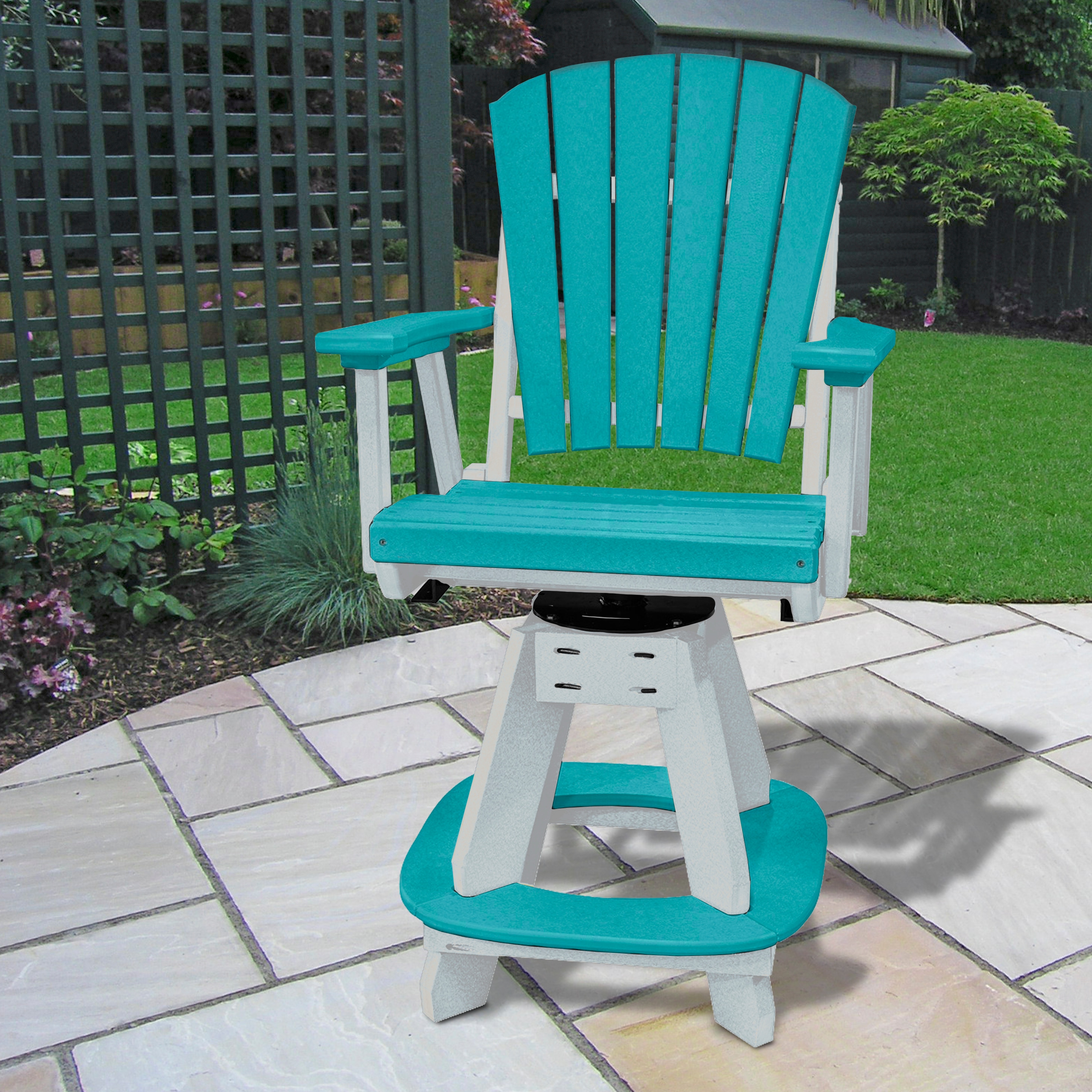 American Furniture Classics 130-C-ARW Adirondack white HDPE Frame Swivel Dining Chair with Slat Seat