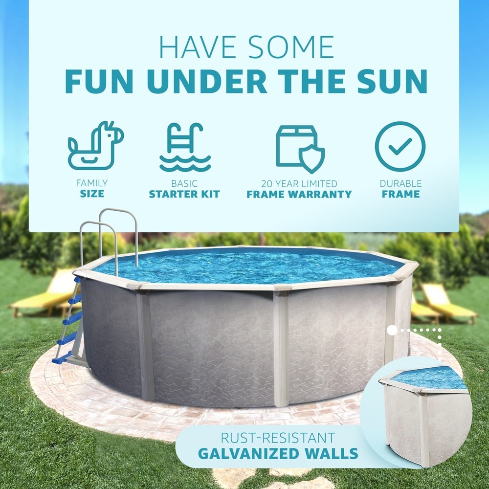 Aquarian 21-ft x 21-ft x 52-in Metal Frame Round Above-Ground Pool with ...