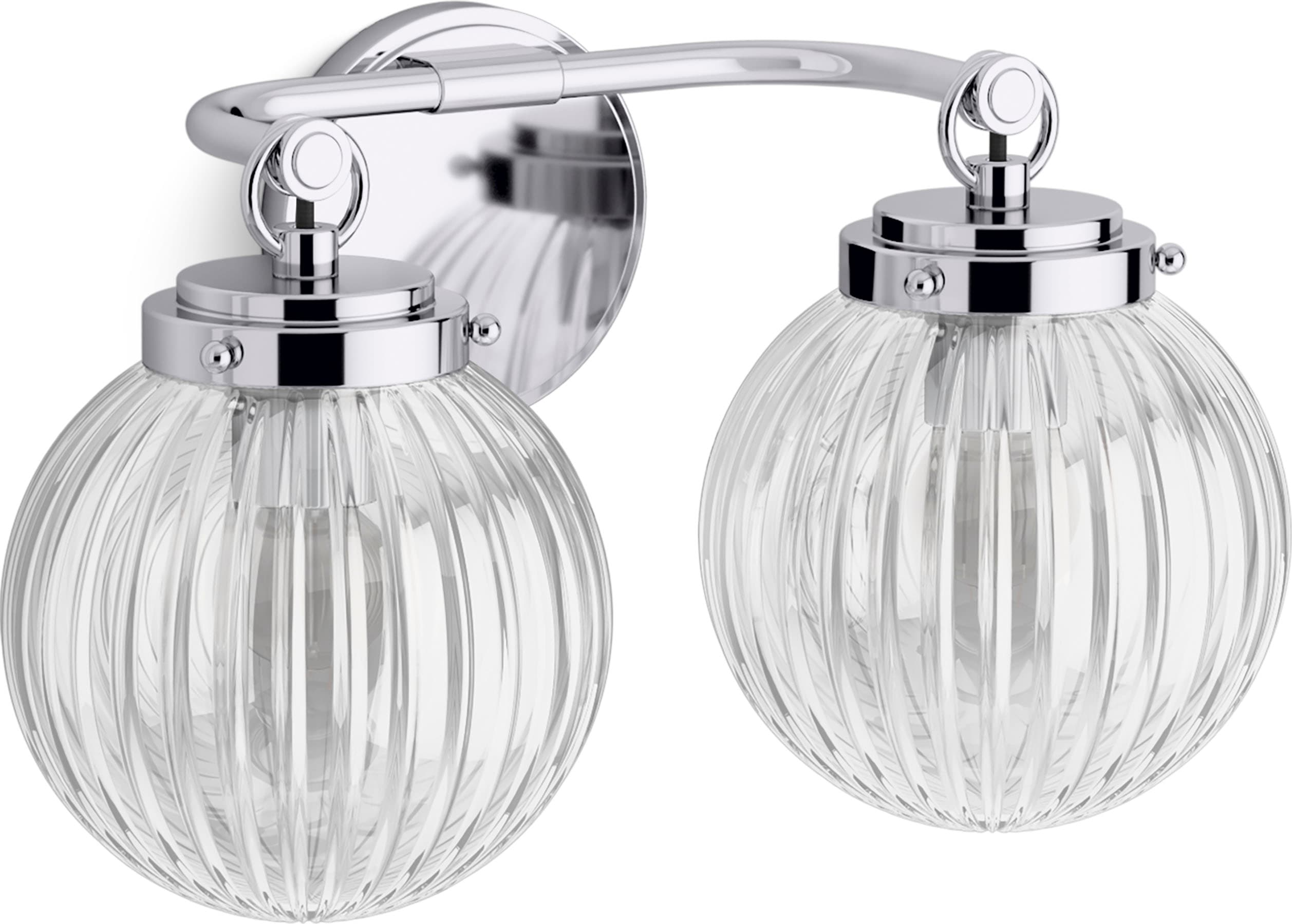 Polished Chrome Two-Light Sconce with Glass Spheres