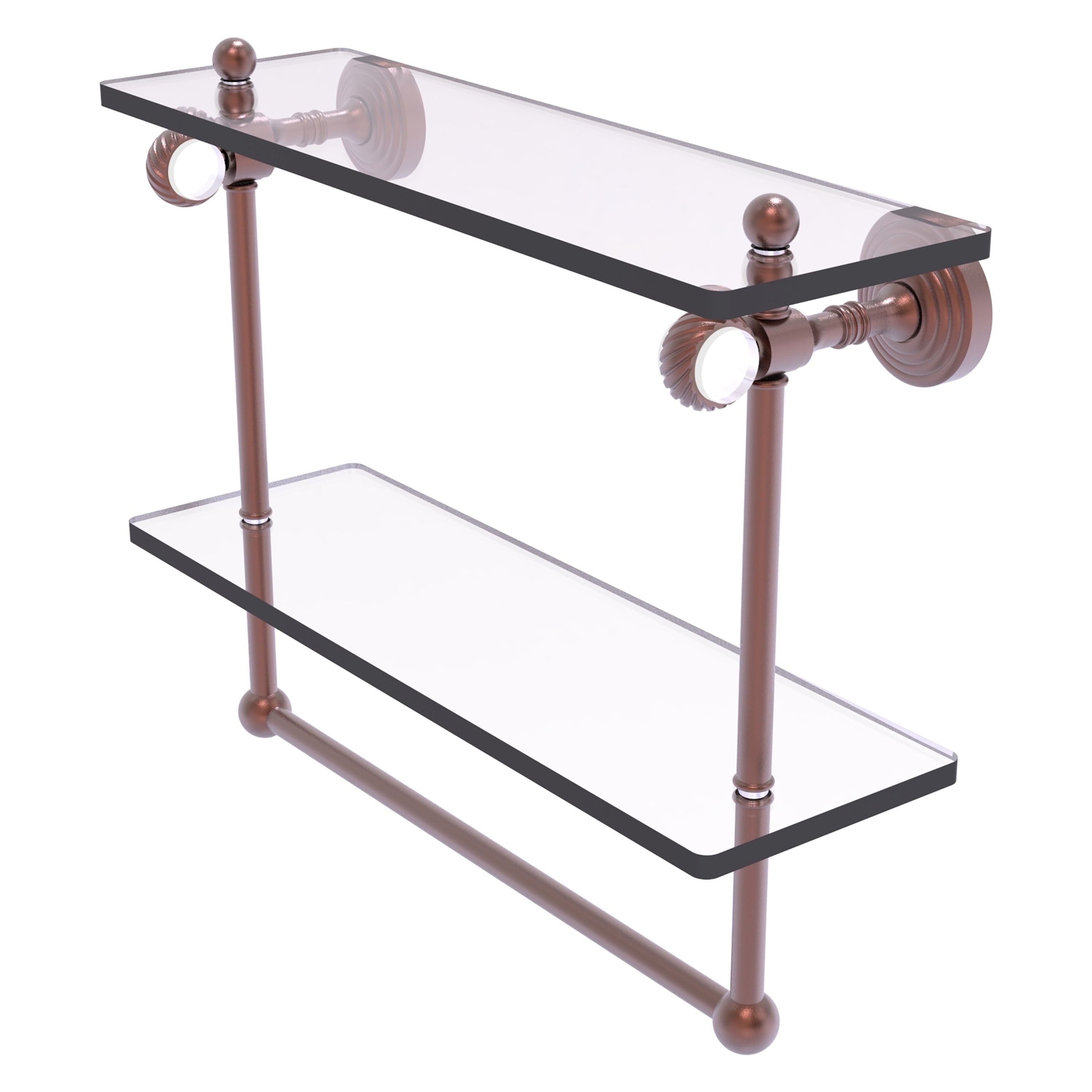 Allied Brass PG-2TBT-16-CA Pacific Grove Antique Copper 2 -Tier Wall mount Bathroom Shelf ( 16-in x 13-in x 5-in )