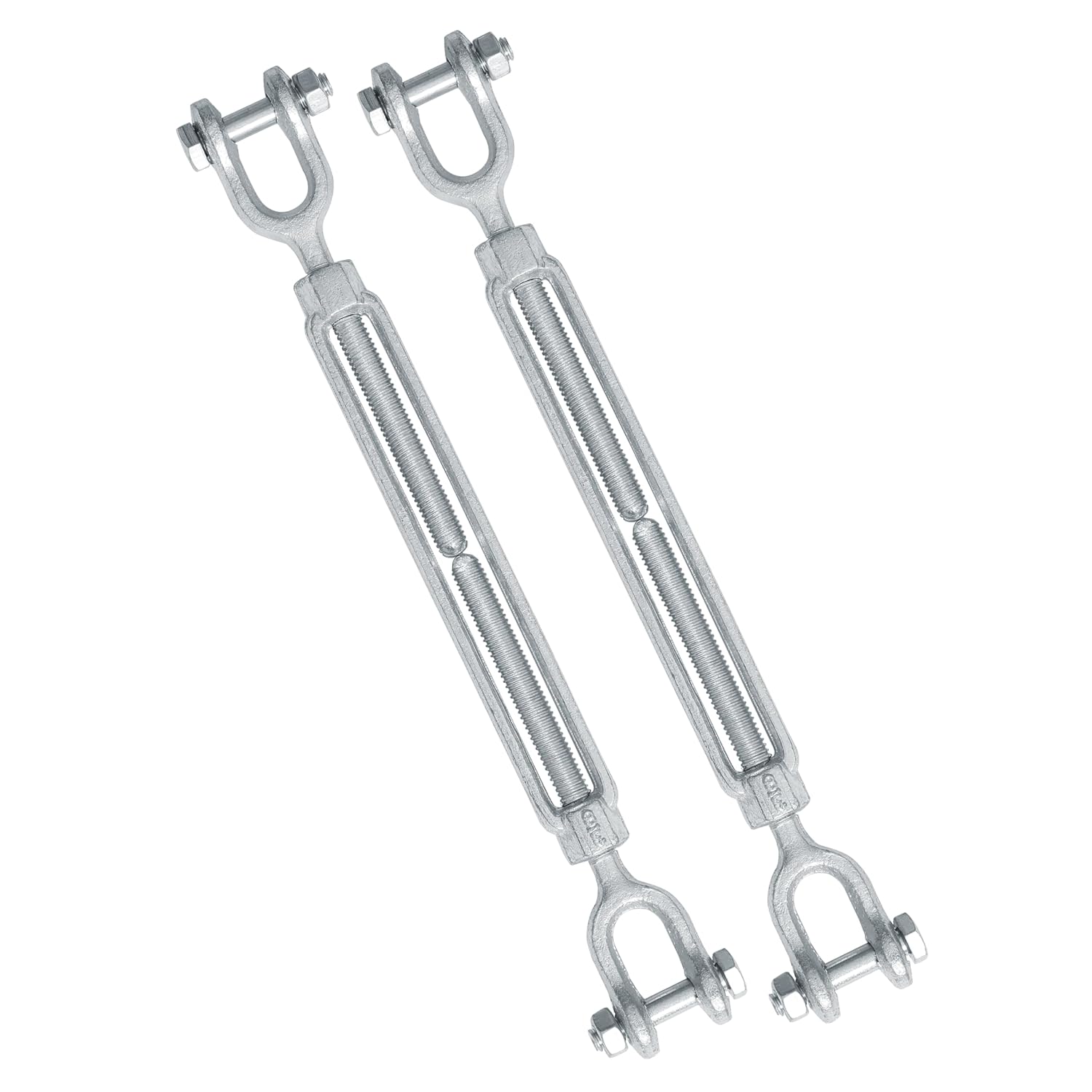 Etokfoks 3 8 in x 6 in jaw and jaw galvanized closed body turnbuckle 2 pack 3000 lb working load for rope and steel cable #LETQ2XK9J