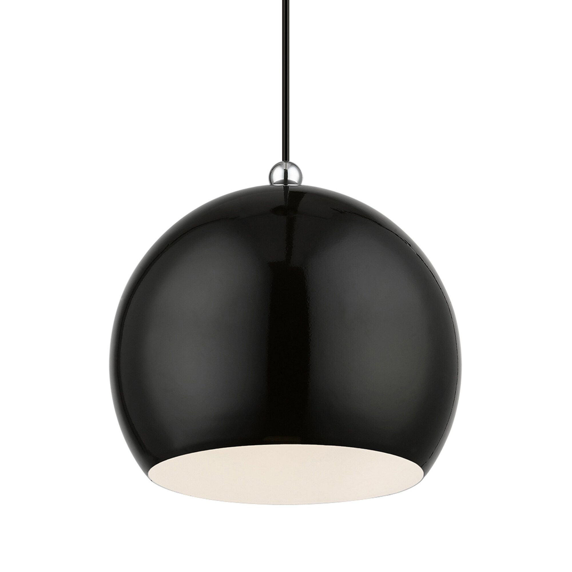 Stockton 11.75" Black and White Globe Pendant with Chrome Accents