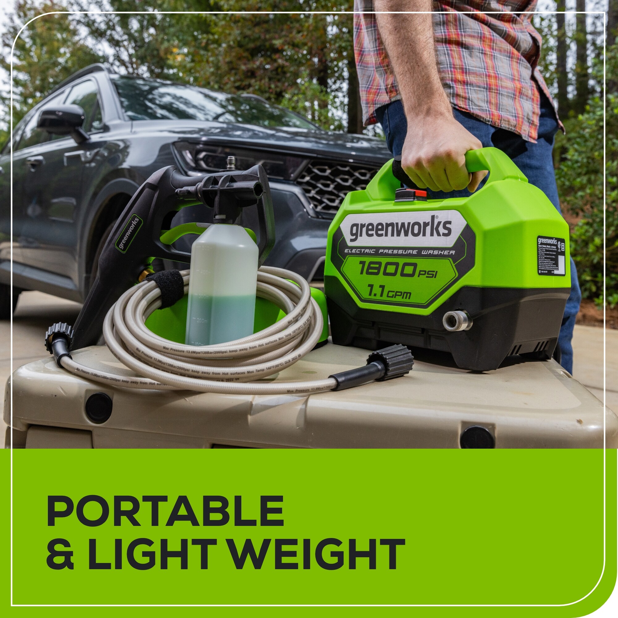 Greenworks 1800 PSI 1.1-GPMs Cold Water Electric with 2 Spray Tips in ...