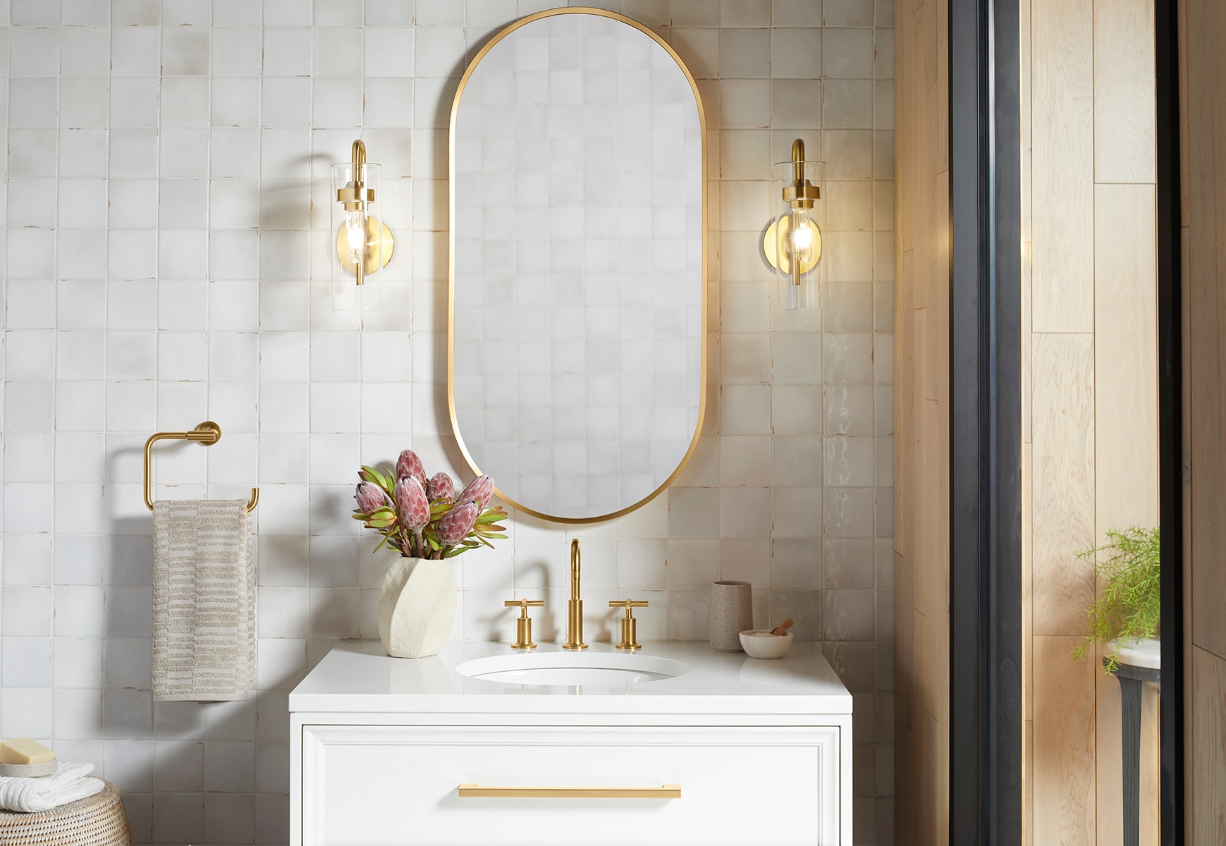 KOHLER Purist 3 94 In W 1 Light Brushed Gold Modern Contemporary Wall   48361567 