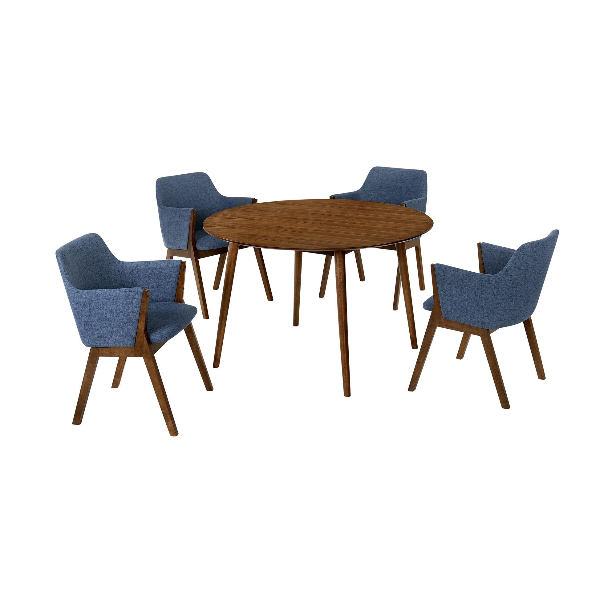Armen Living SETARDI5REWABLU48 Walnut Contemporary/Modern Dining Room Set with Round Table ( Seats 4 )