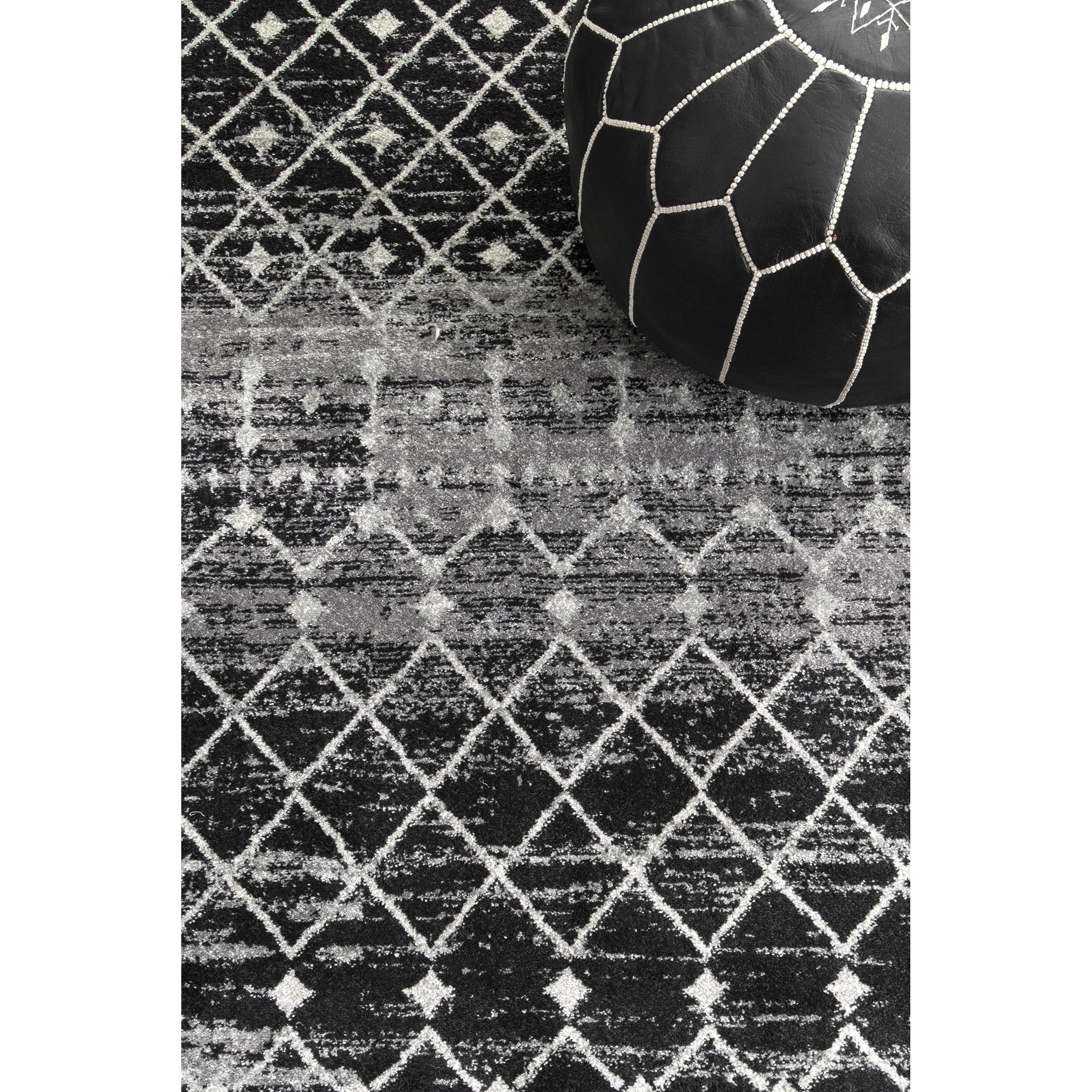 Handmade Moroccan-Inspired Black Synthetic Area Rug 62"x24"