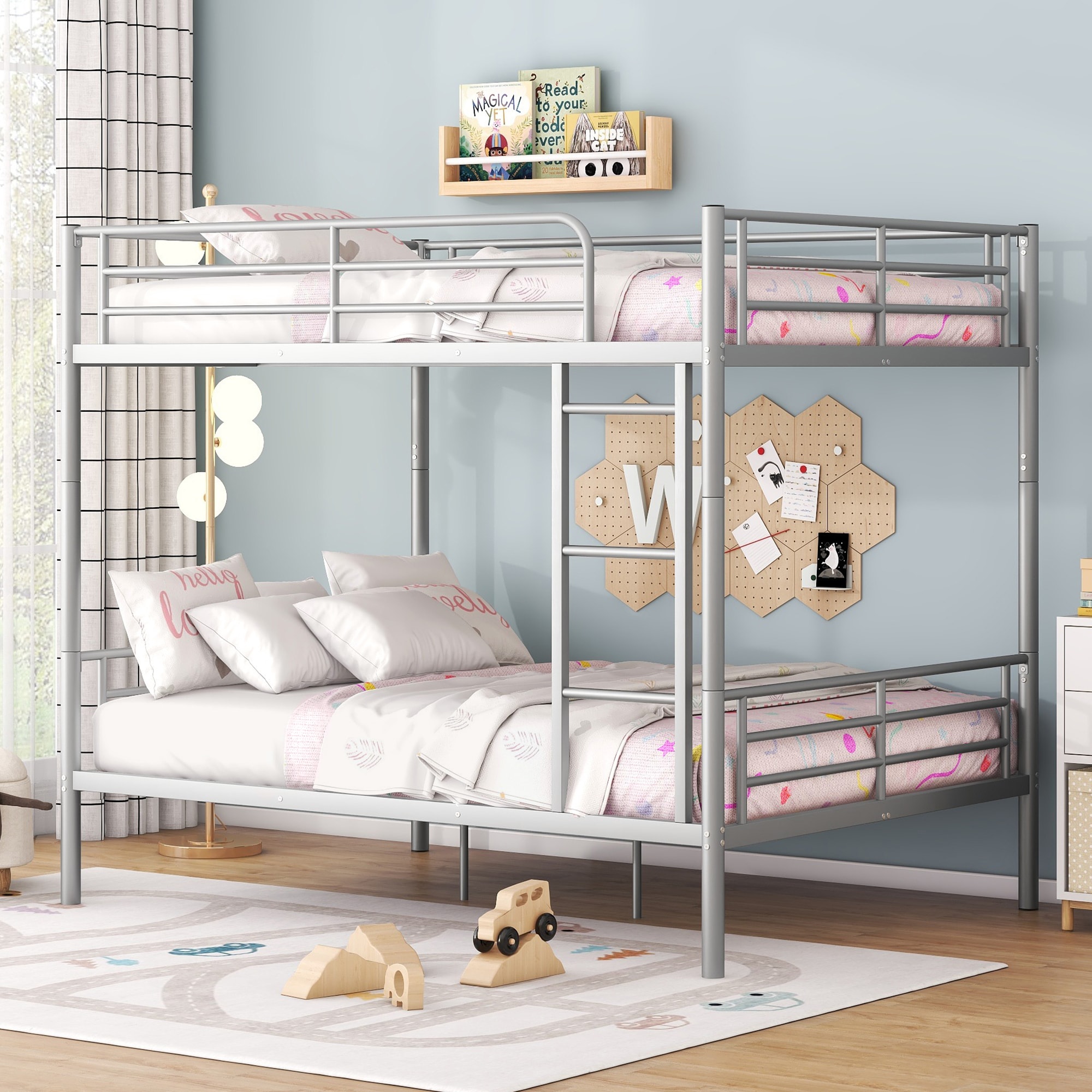 ModernLuxe MF310408AAN Full Over Full Metal Bunk Bed Sliver