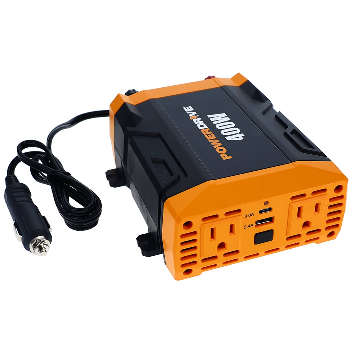 PowerDrive 400W Power Inverter with 4 Outlets - Charge Devices on the Go, Dual USB Ports