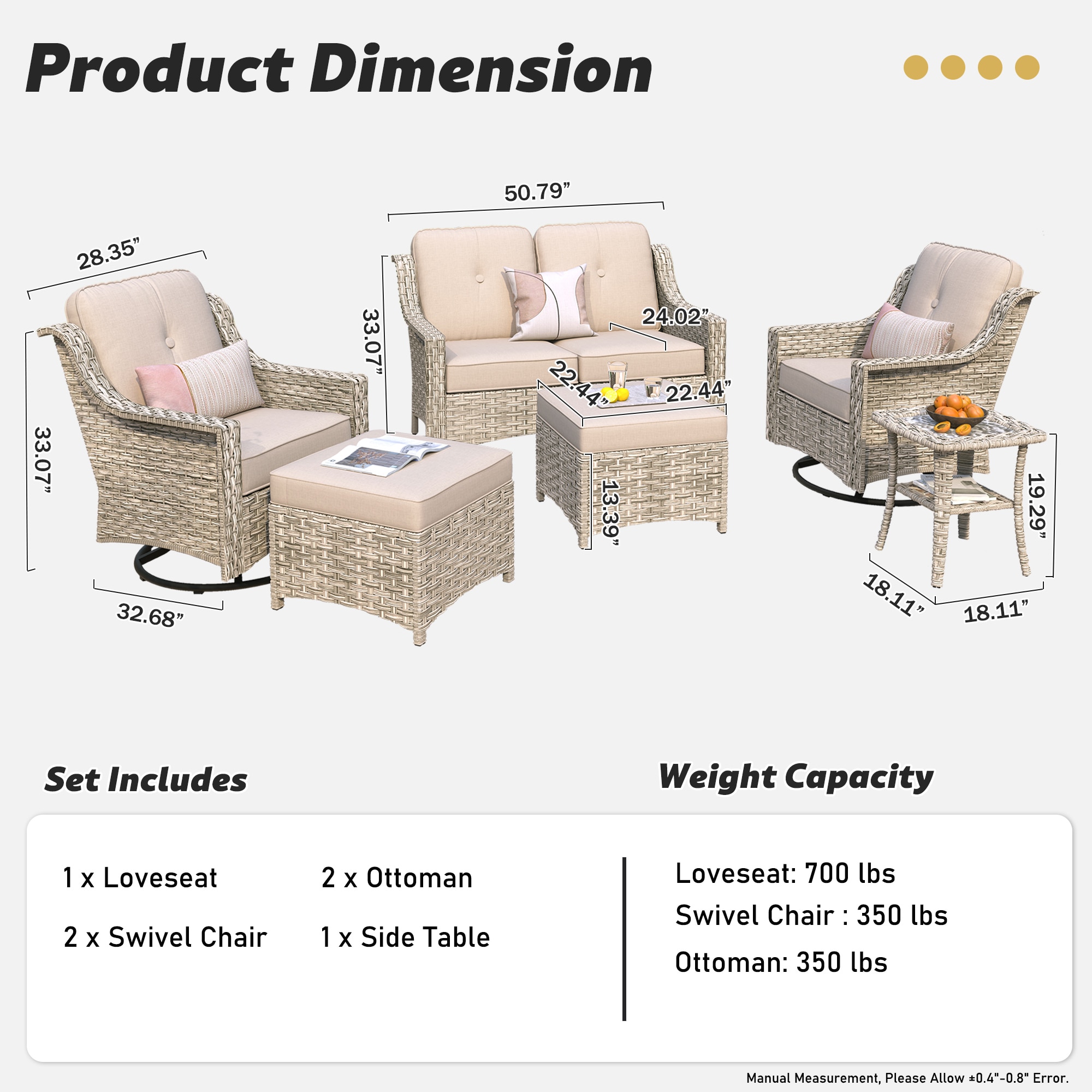 Ovios PDL606Y Patio-Conversation-Sets - View #6