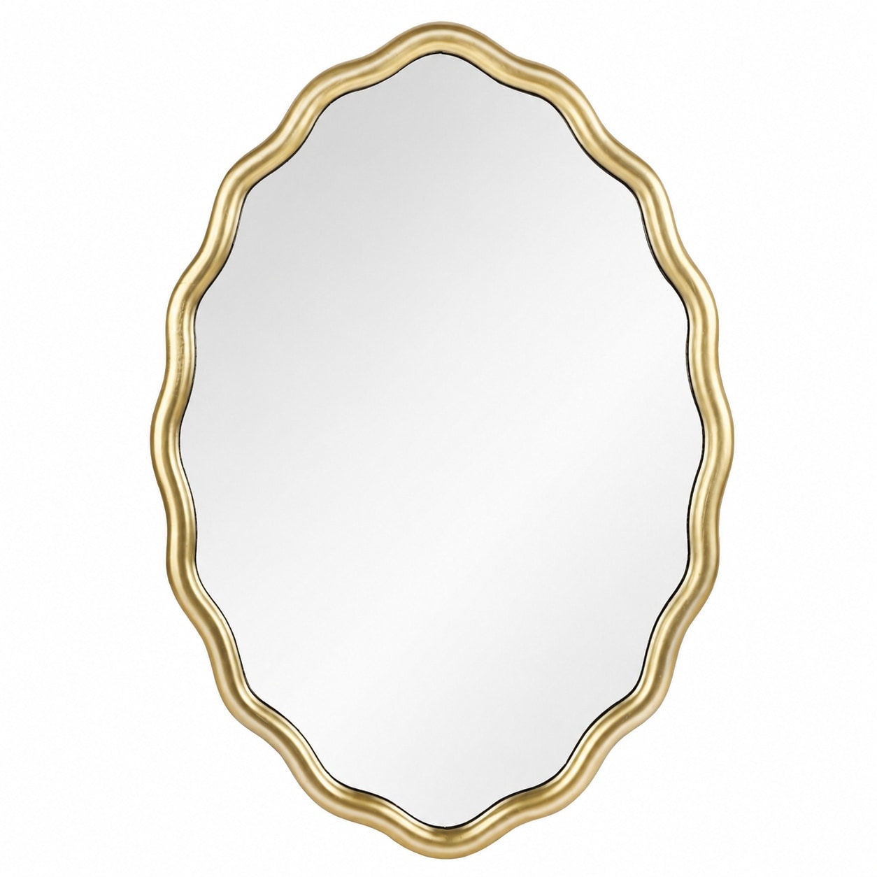 Aoibox  20 in W x 30 in H Wavy Frameless Wall Mirror in Gold Scalloped Sunburst Vanity Mirror with Beveled Detail