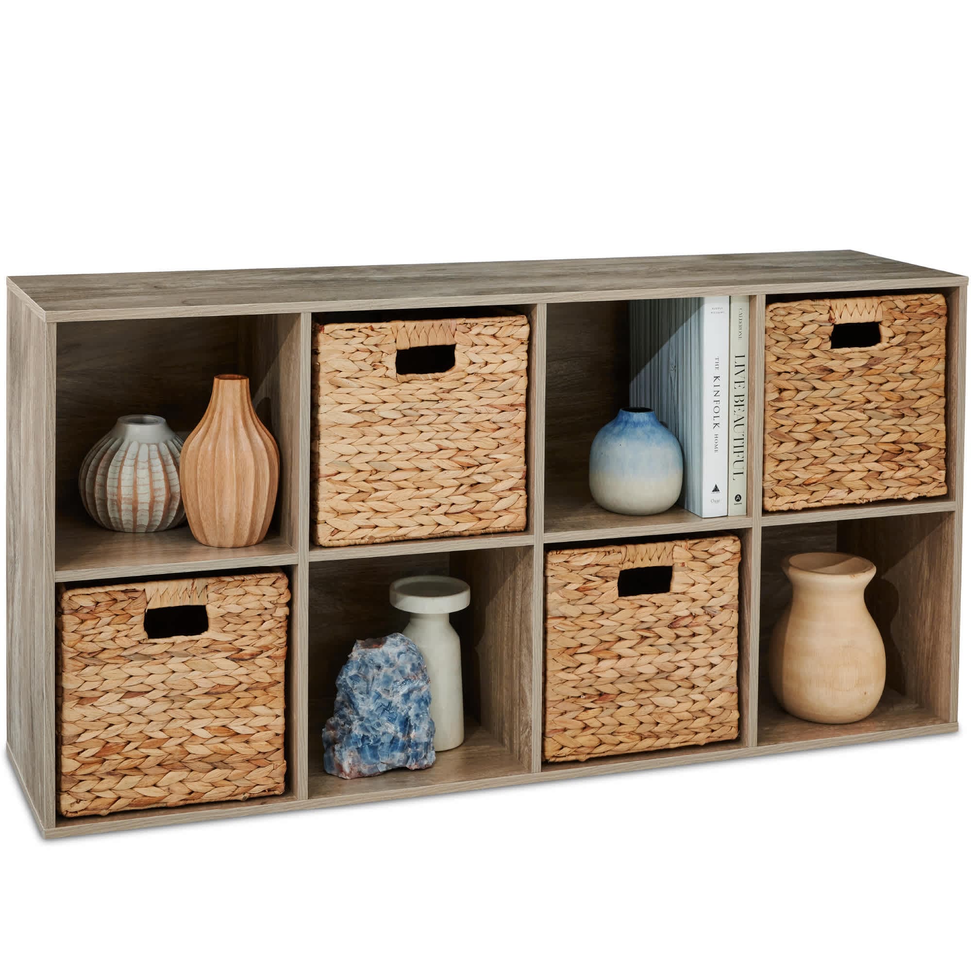 Best Choice Products SKY6876 8-Cube Bookshelf 11in Display Storage System Organizer w/ Removable Back Panels - Greige