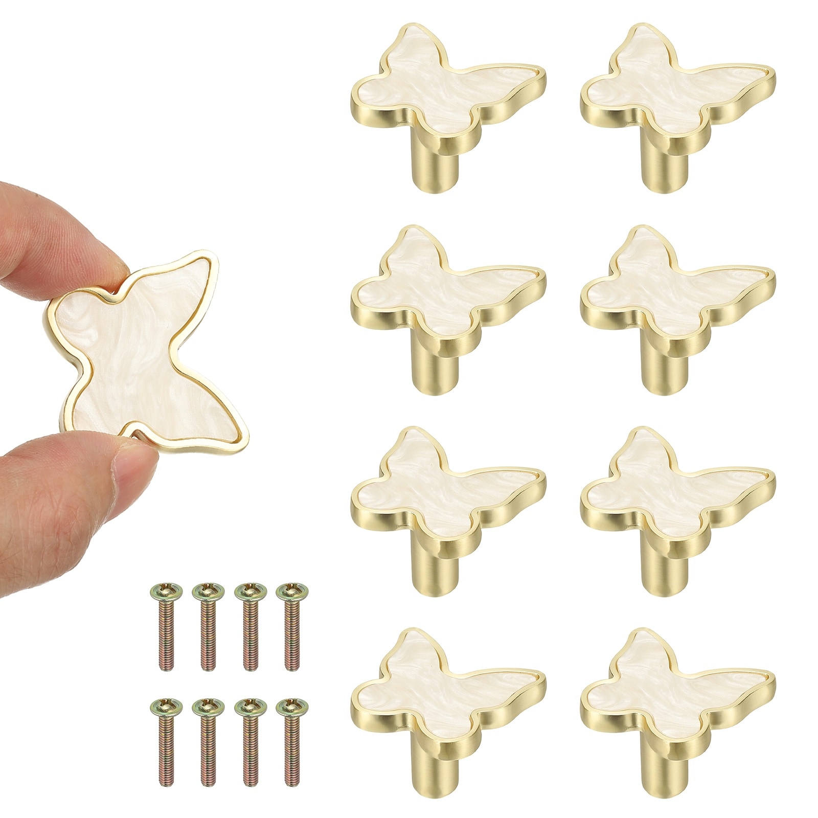 Unique Bargains - 8pcs Butterfly Shaped Cabinet Knobs Bathroom Dresser Knobs Kitchen Drawer Pulls...