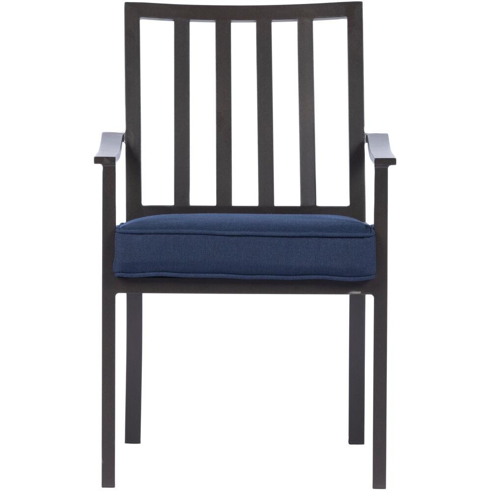Carter 7-Piece Navy Blue Outdoor Dining Set with Padded Aluminum Chairs