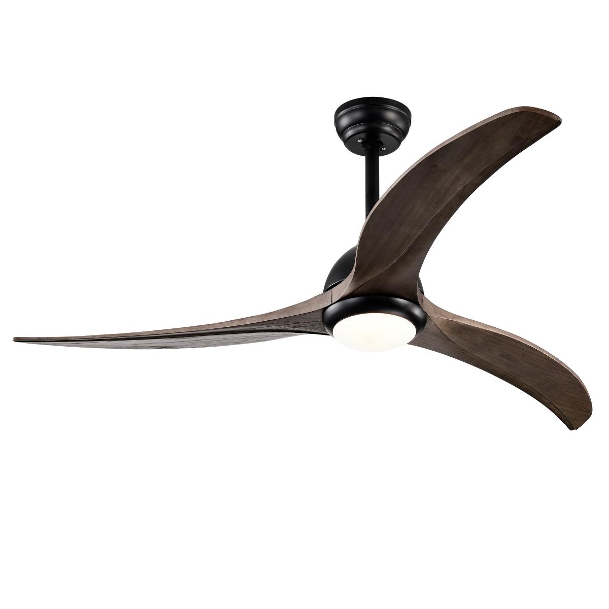 Loheer 52-in Matte Black Solid Wood 3-Blade Indoor Ceiling Fan with Light and Remote