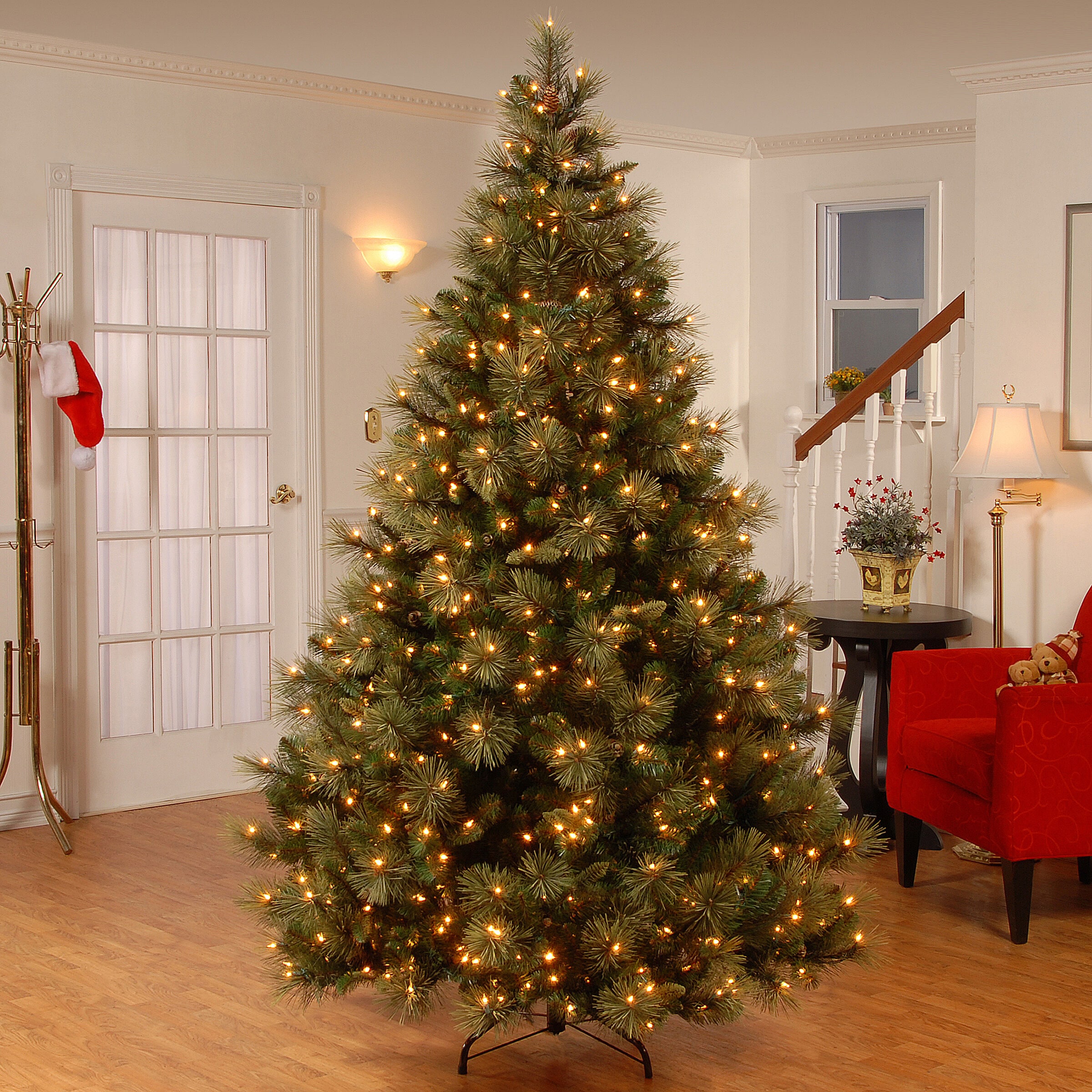 National Tree Company 7.5-ft Carolina Pine Pre-lit Flocked Artificial ...