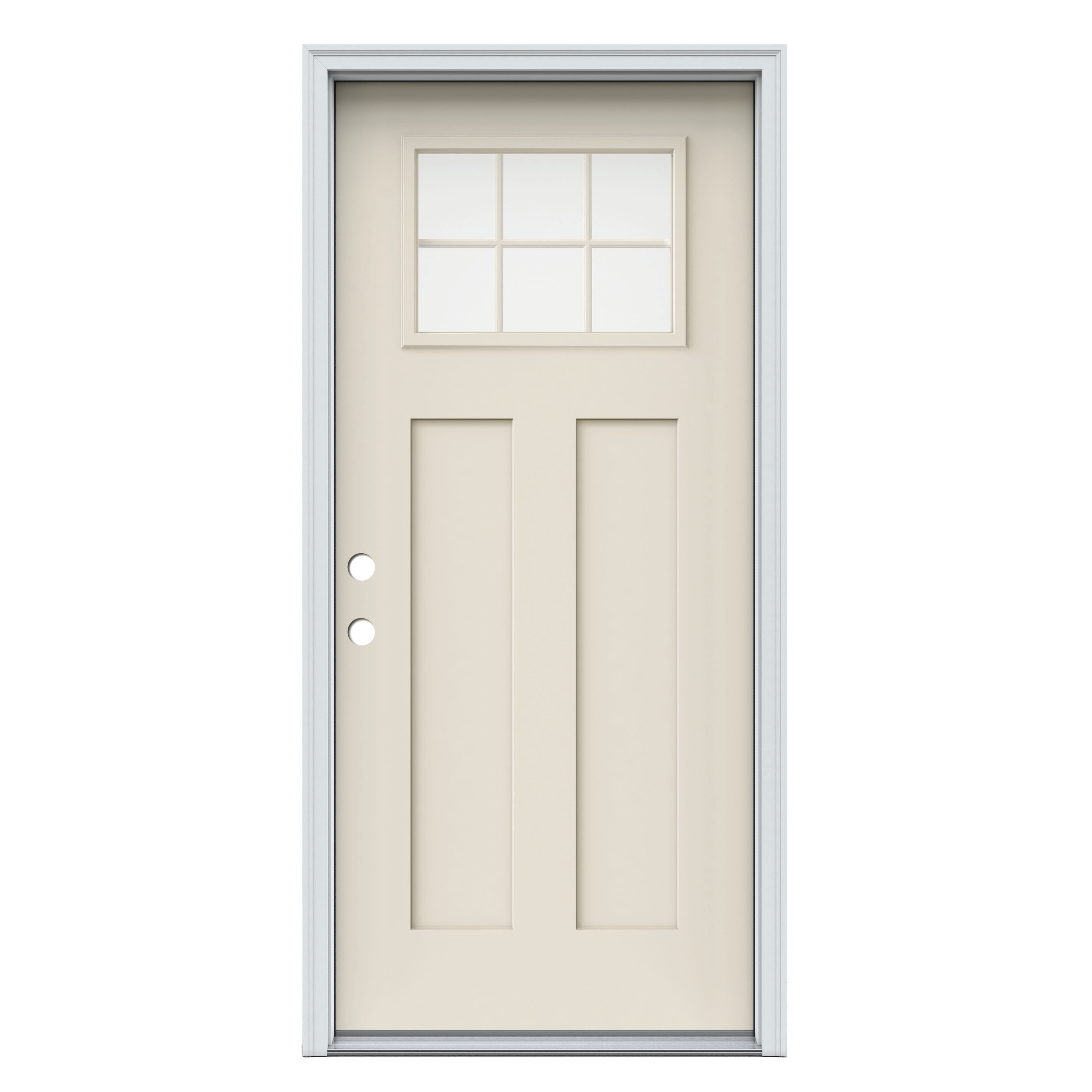 JELD-WEN Smooth-Pro 36-in x 80-in x 6-9/16-in Fiberglass Right-hand inswing Primed Prehung Residential Insulating core Front Door