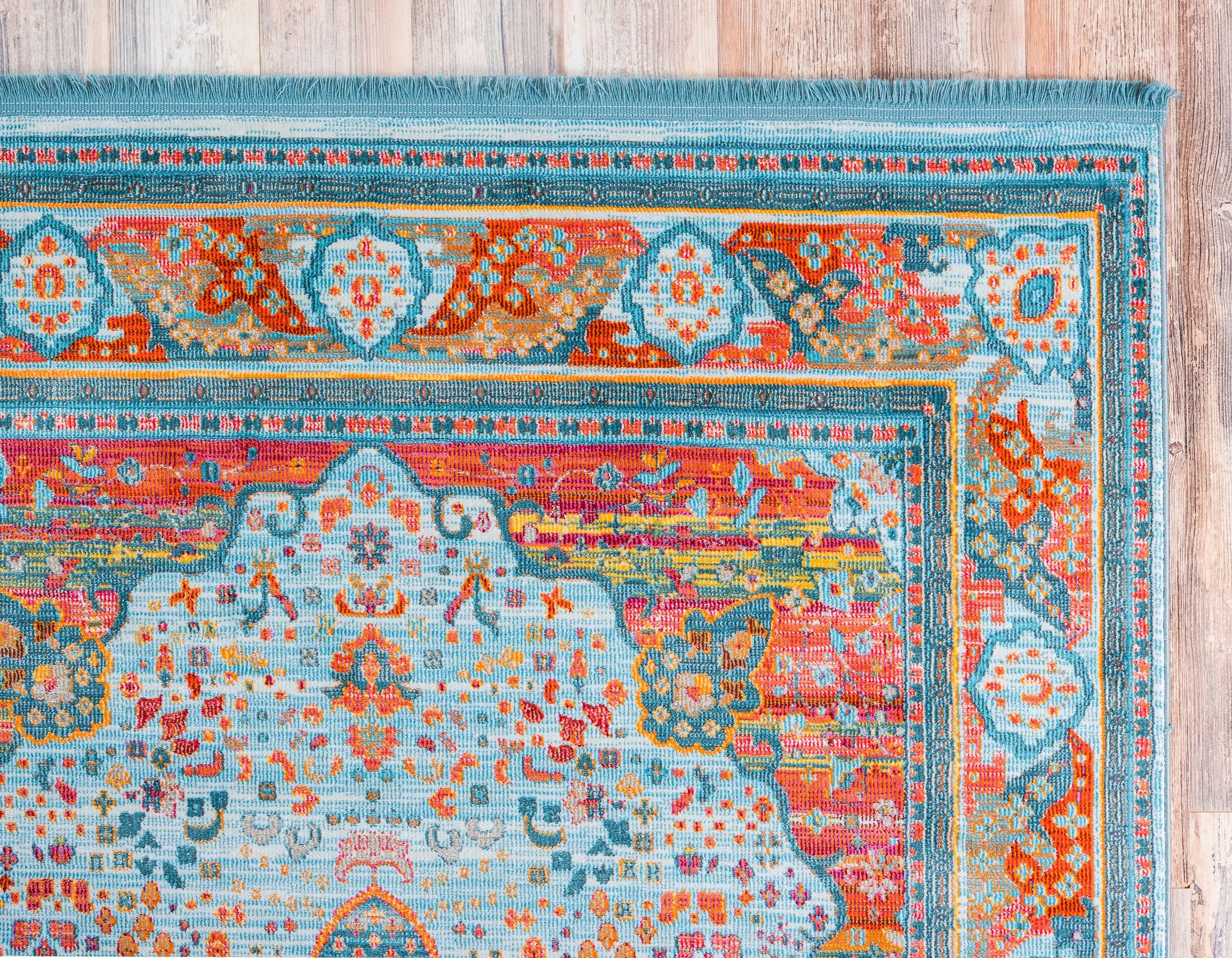 Reversible Easy-Care Synthetic Rug in Light Blue, 2' 2" x 3' 1"