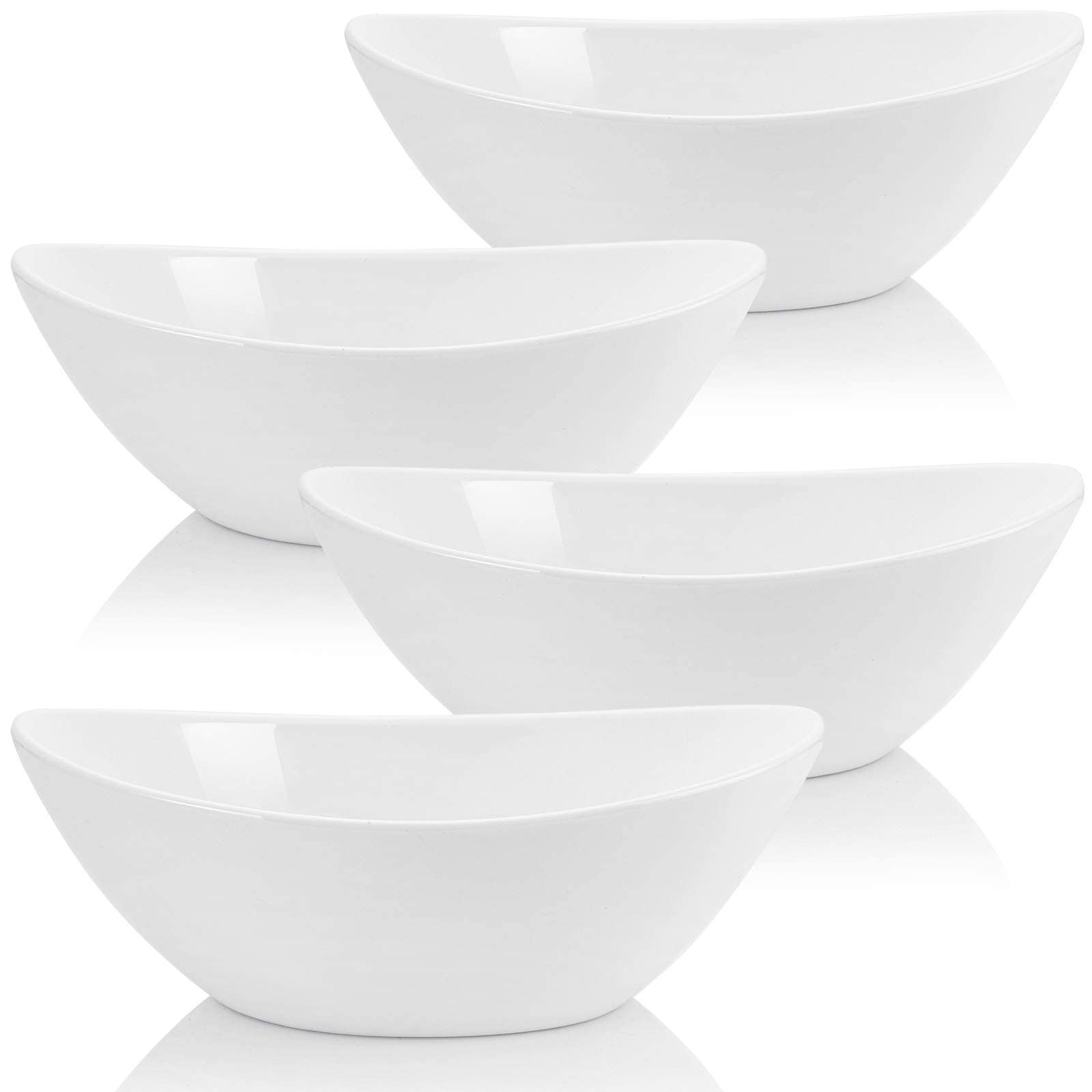 Aoibox  9 in x 6 5 in White Porcelain Oval Serving Bowls with 36 oz Capacity Set of 4 Divided Serving Dishes