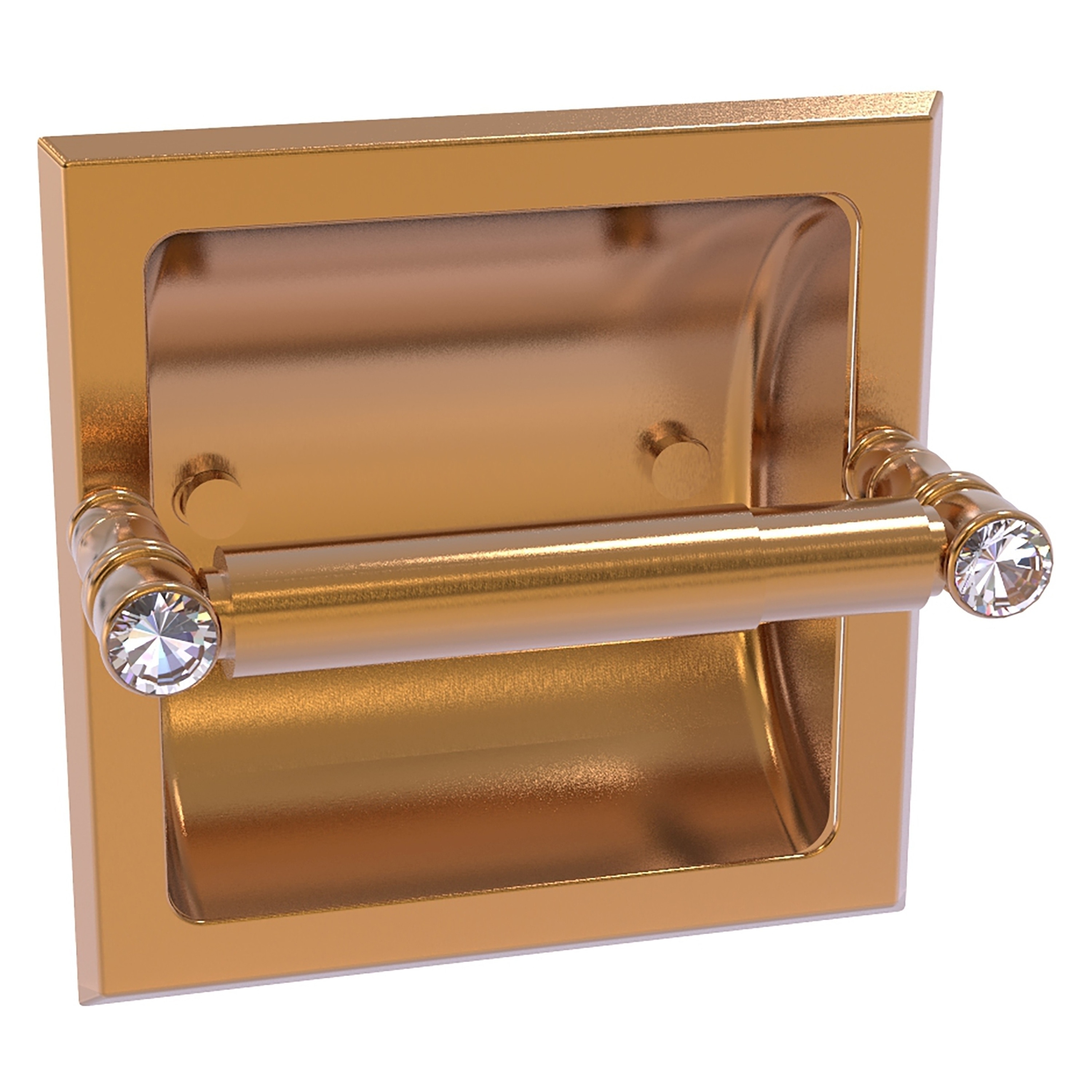 Allied Brass CC-24C-BBR Carolina Crystal Brushed Bronze Recessed Double post Toilet Paper Holder 1 -Rolls with Storage