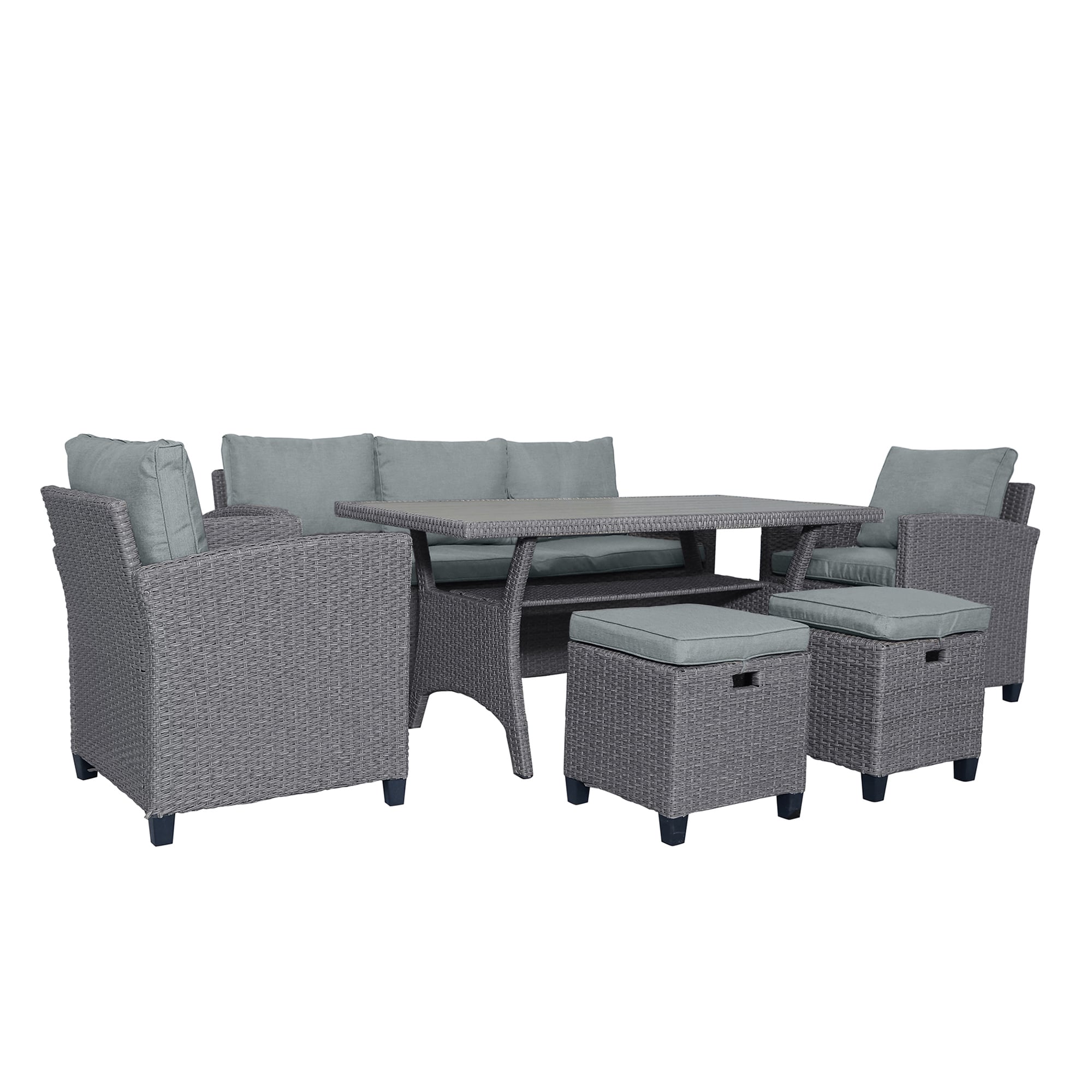 Clihome Patio Furniture-Set 6-Piece Wicker Patio Conversation Set with ...