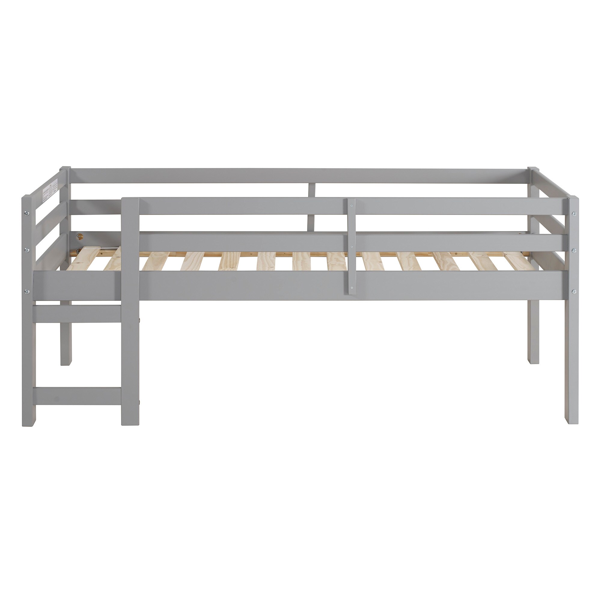 Walker Edison Gray Twin Study Loft Bunk Bed with Trundle and Storage ...