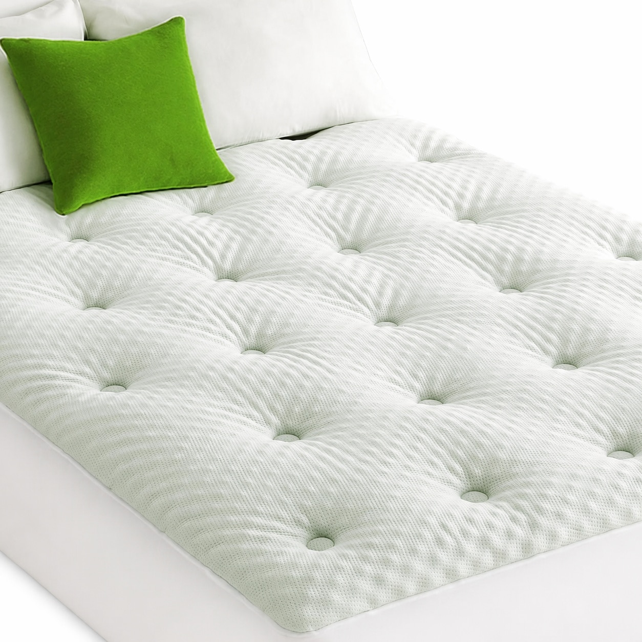 Etokfoks  1 5 in Queen Memory Foam Mattress Topper with Reversible Waterproof Mattress Pad White