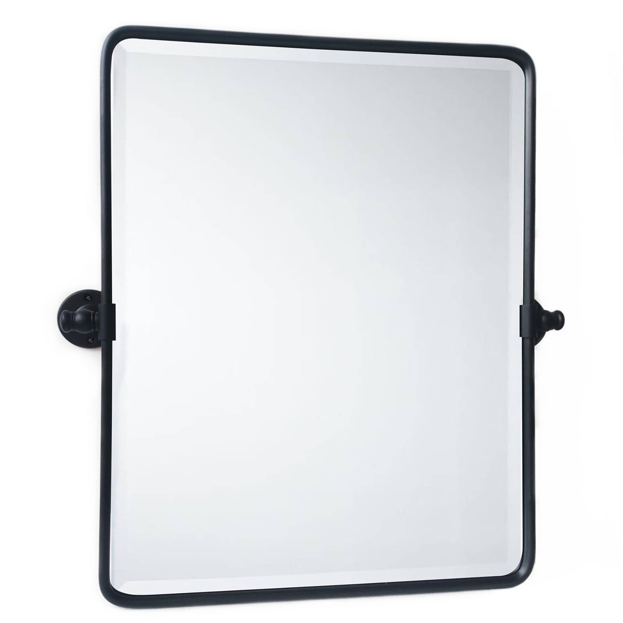 TEHOME GC-00109 Woodvale 19-in x 24-in Beveled Rectangle Tilting Bathroom Vanity Mirror ( Matt Black )