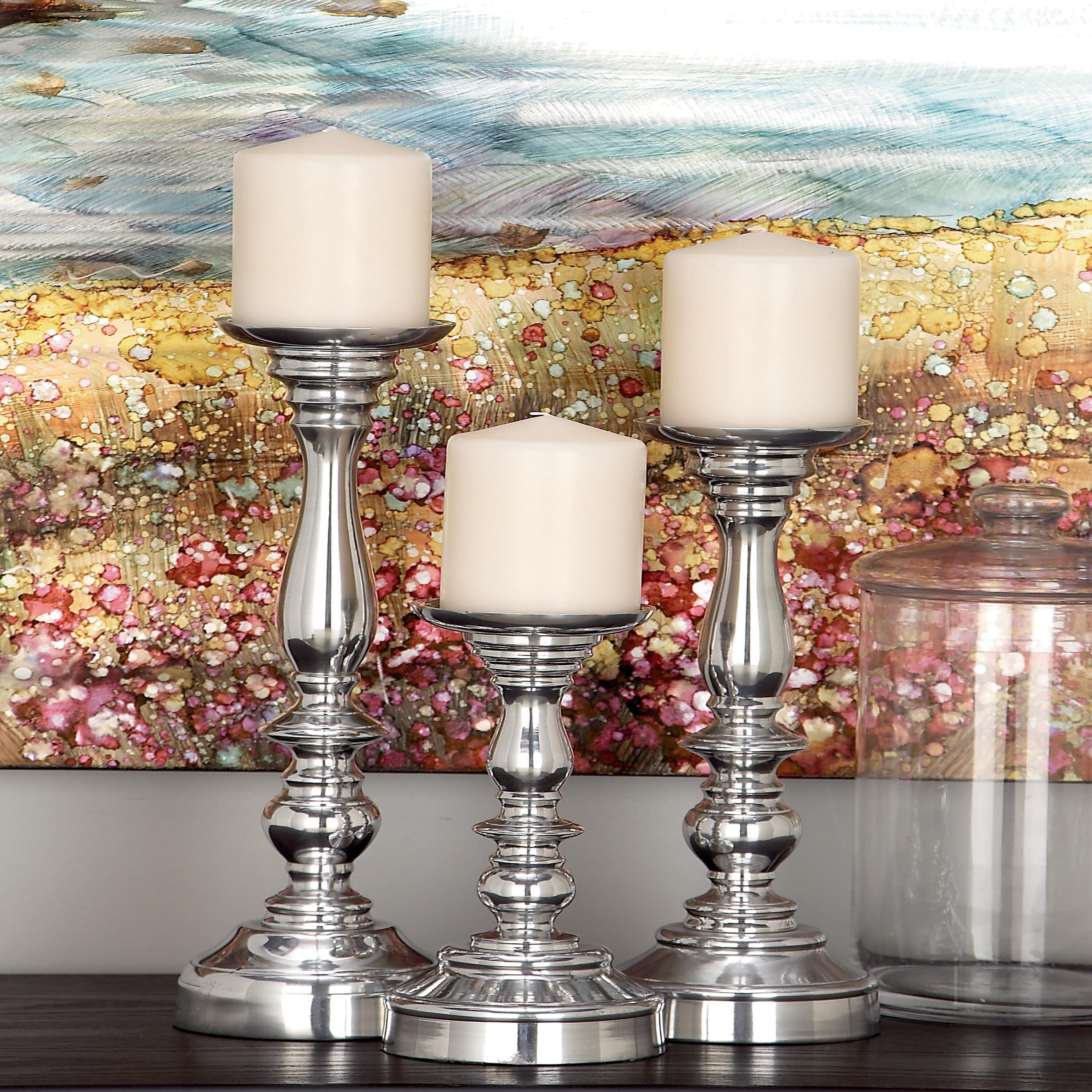 Grayson Lane 30919 3 Candle Aluminum Pillar Candle Holder