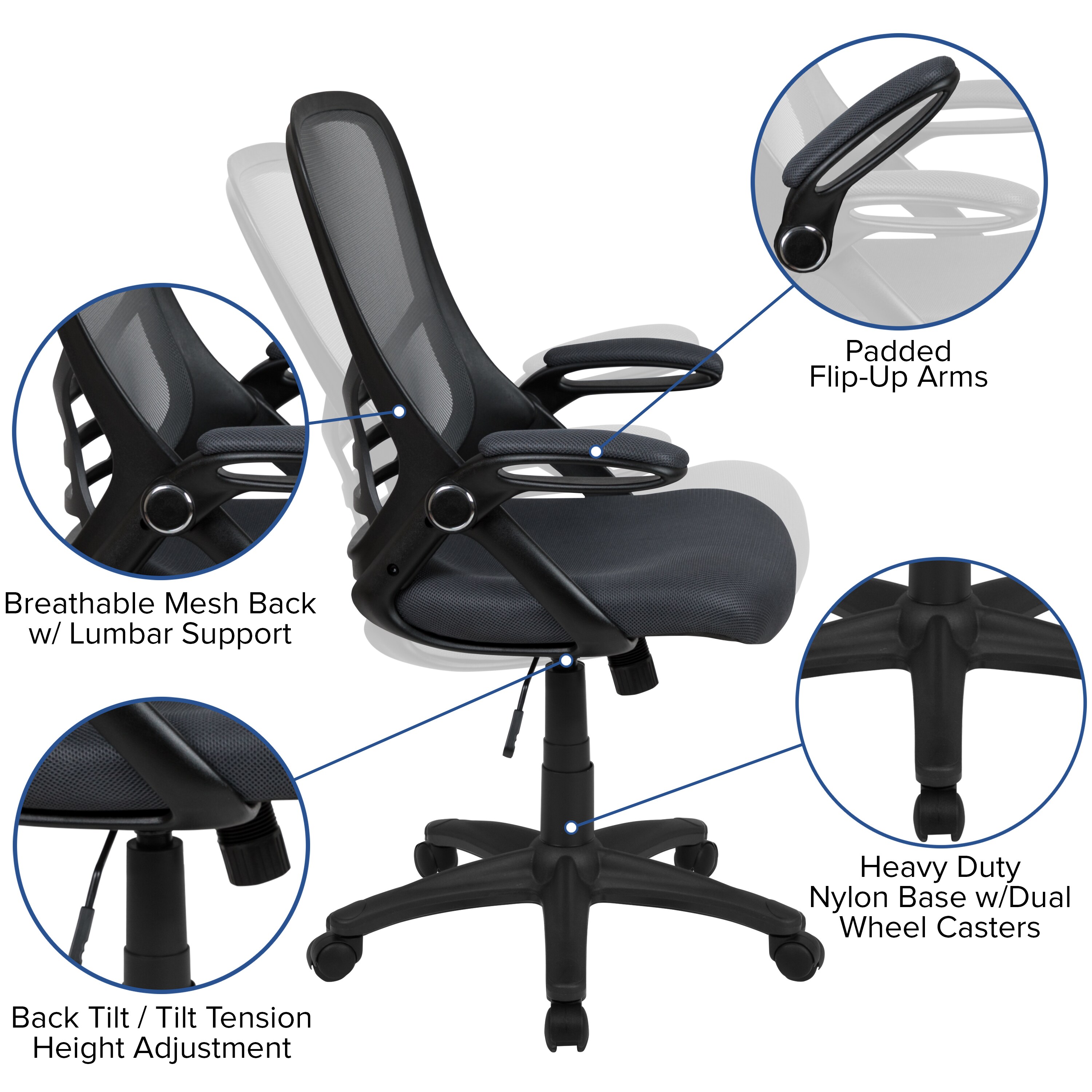 Lioncin Ergonomic Office Chair, Breathable Mesh Desk Chair, Lumbar