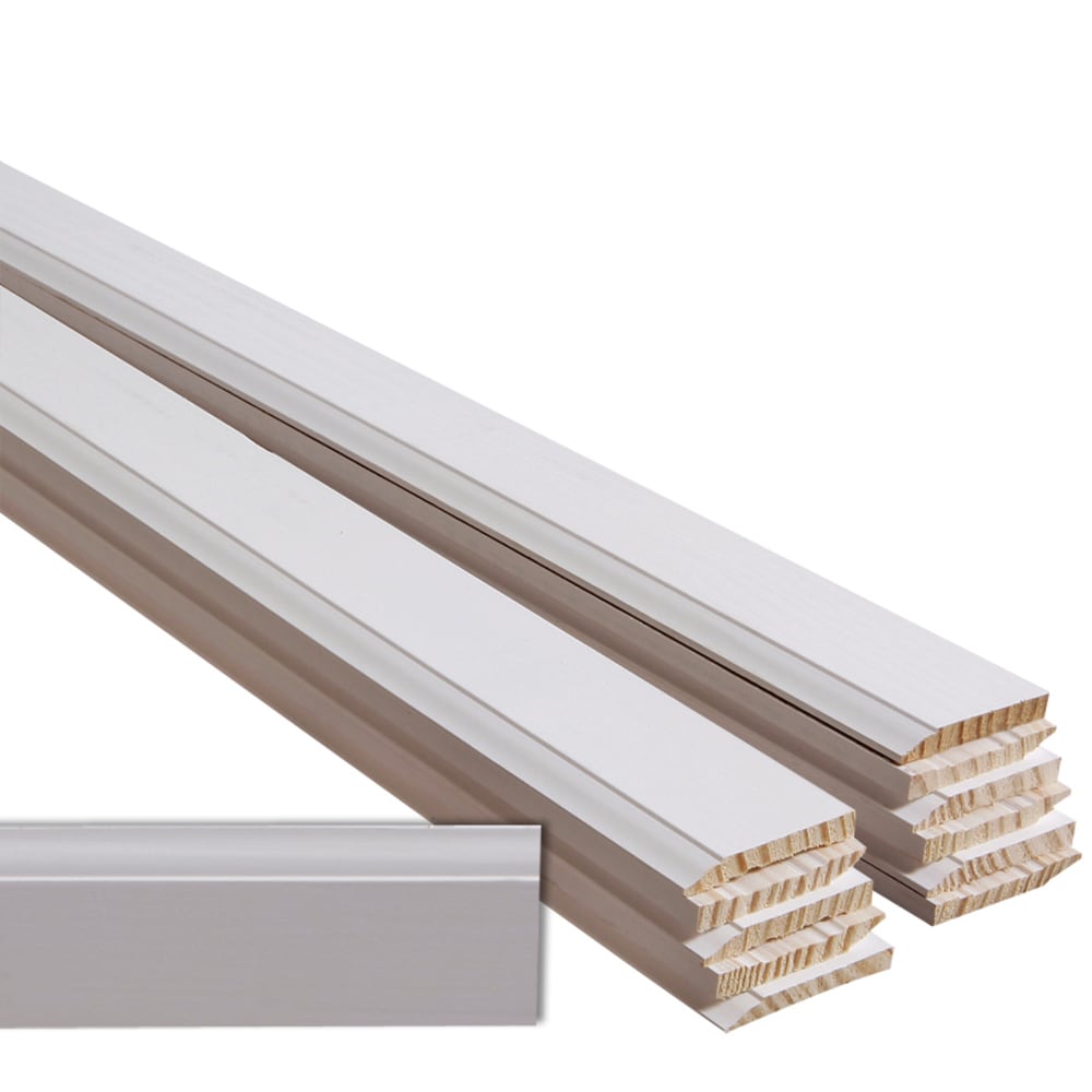RELIABILT C 620 12 FJPMD 9/16-in x 4-1/4-in x 12-ft Colonial Primed 620 Baseboard Moulding 8 -Pack